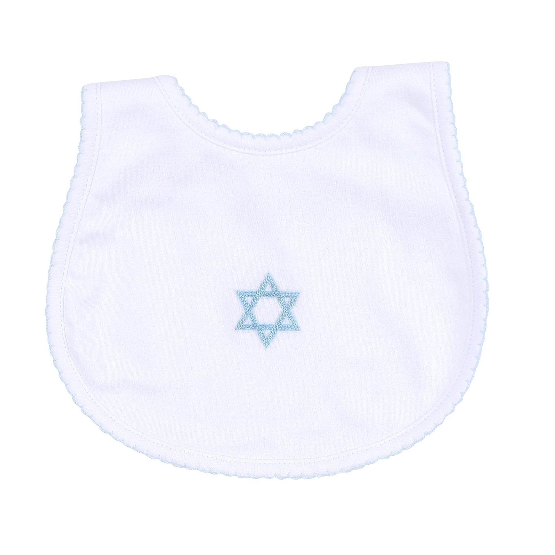 Brit Milah White Blue Embroidered Bib - Magnolia BabyBib
