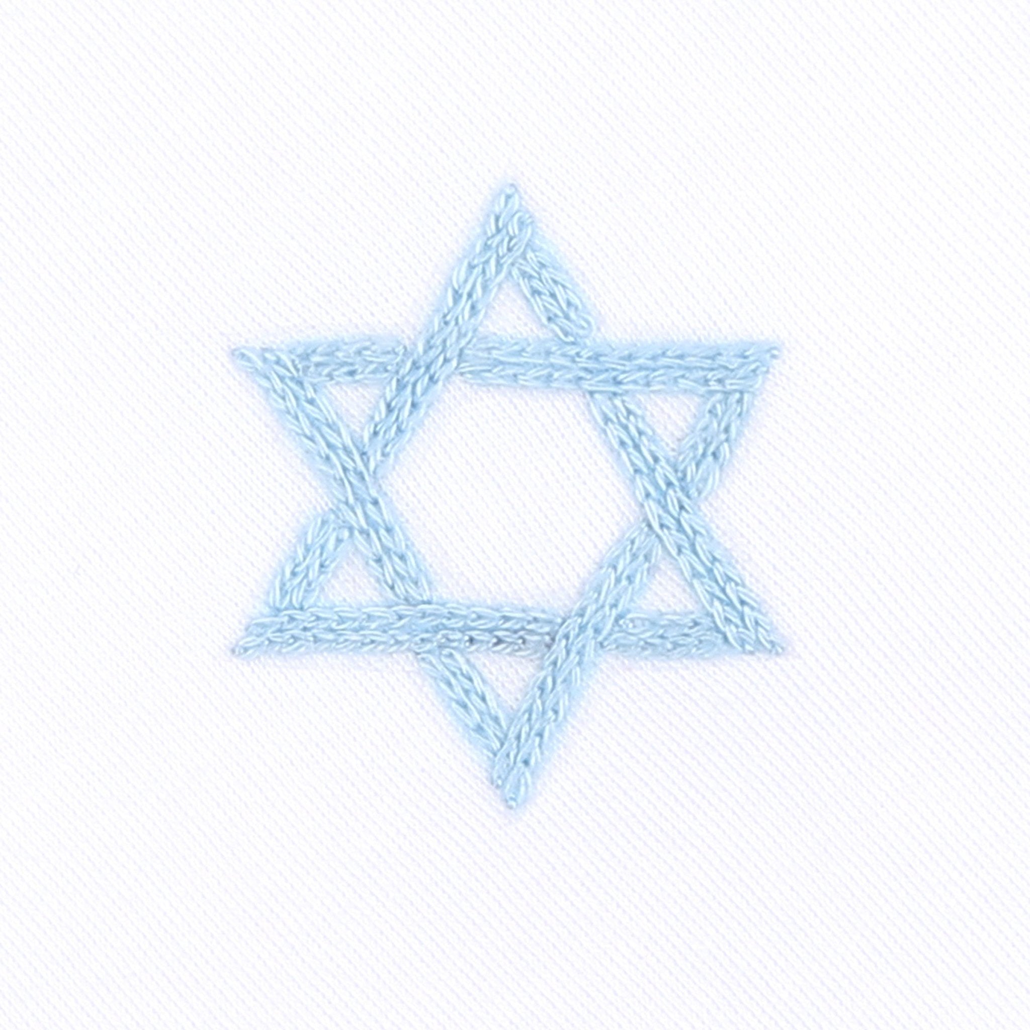 Brit Milah White Blue Embroidered Gathered Gown - Magnolia BabyGown
