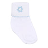 Brit Milah White Blue Embroidered Socks - Magnolia BabySocks