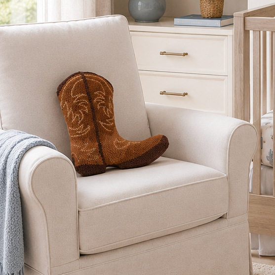 Brown Cowboy Boot Hook Pillow