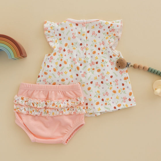 Bugs and Blossoms Ruffle Diaper Cover Set - Magnolia BabyDiaper Cover