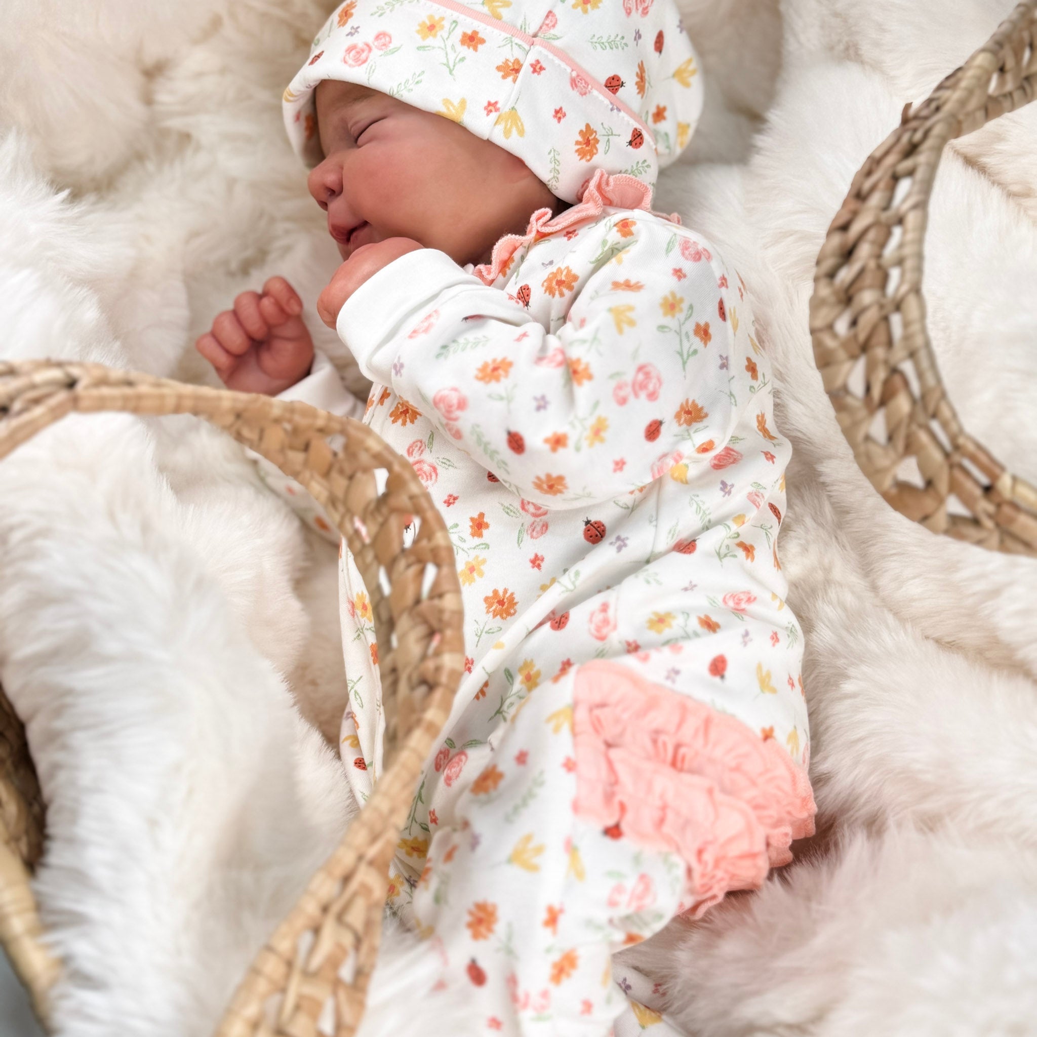 Bugs and Blossoms Ruffle Zip Footie - Luna and ArloFootie