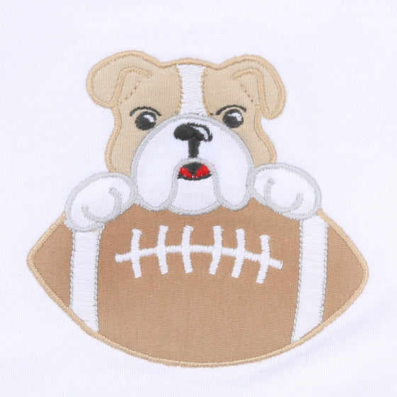 Bulldog Football Applique Boy Long Pajamas - Magnolia BabyLong Pajamas