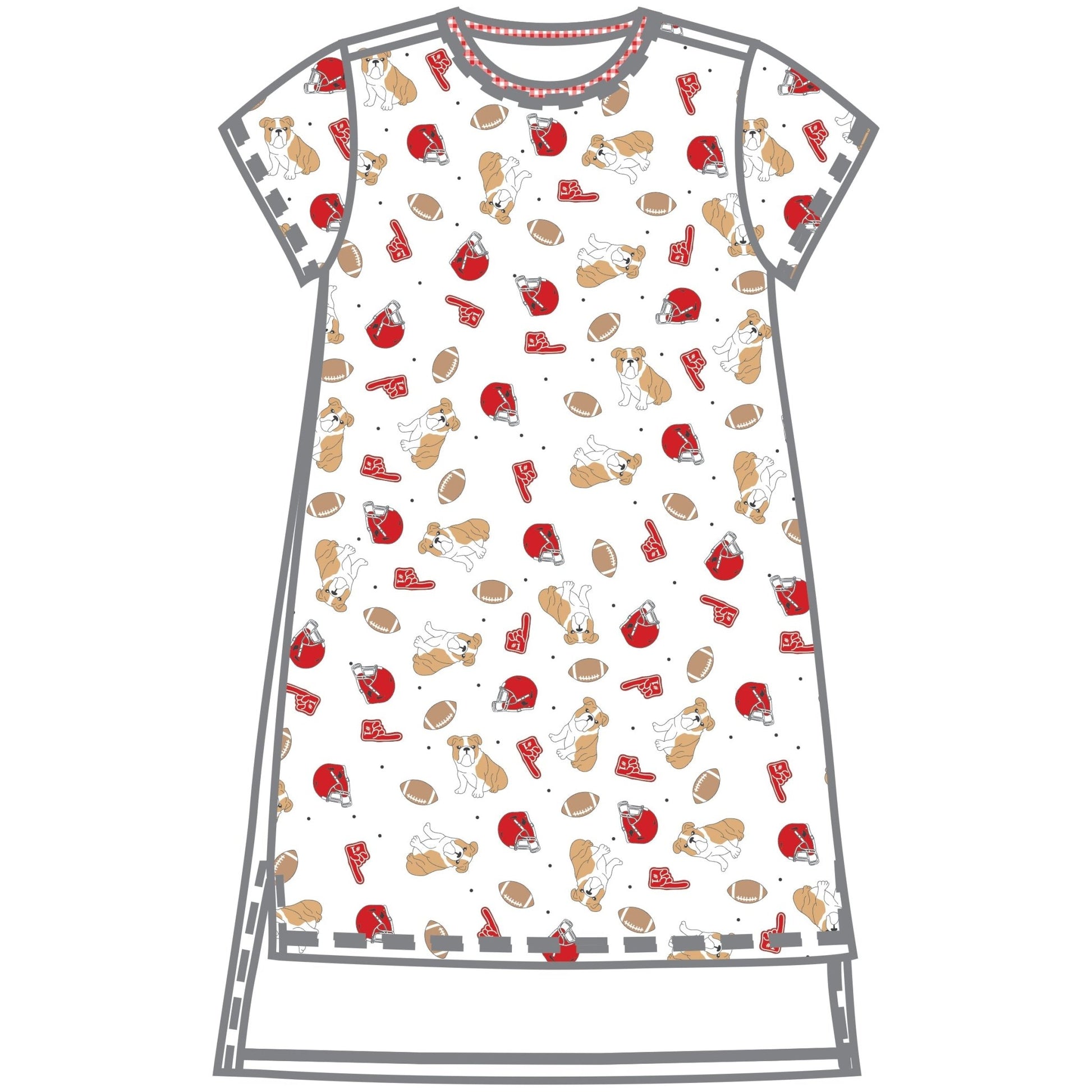 Bulldog Football Girl's Nightdress - Magnolia BabyNightdress