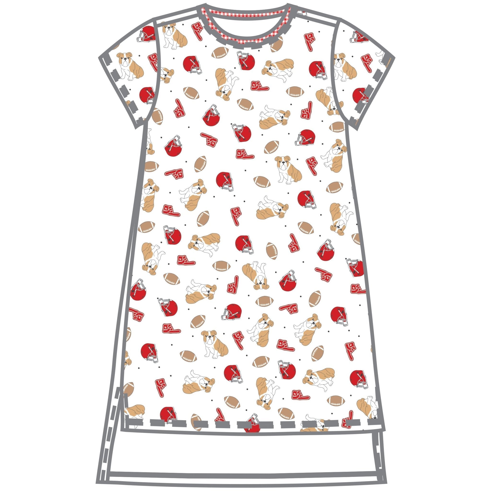 Bulldog Football Girl's Nightdress - Magnolia BabyNightdress