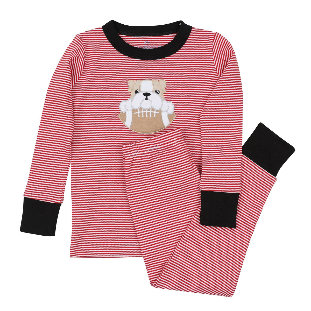 Magnolia Baby_Bulldog Pride Applique Long Pajamas - Red Boy_1