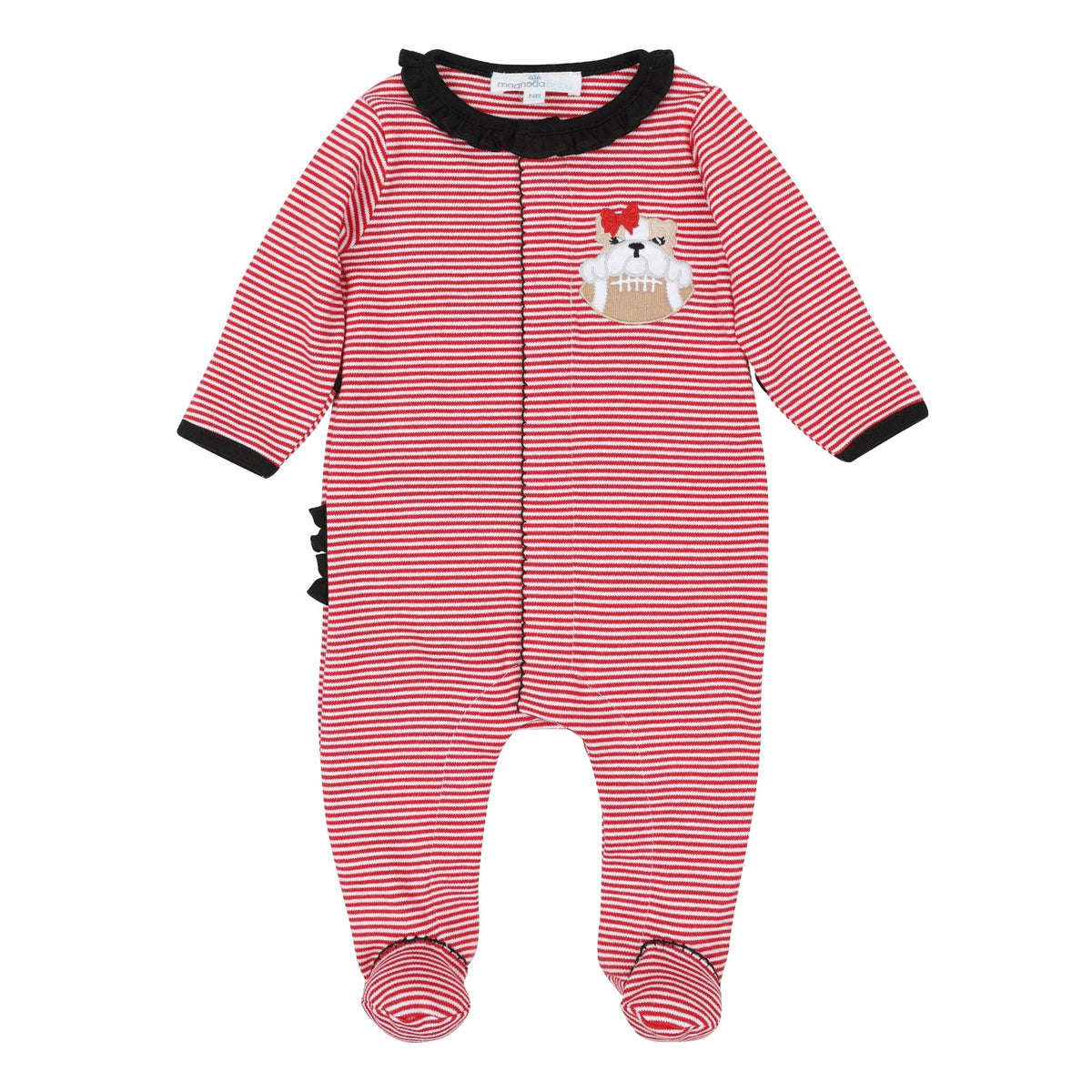 Magnolia Baby_Bulldog Pride Applique Ruffle Footie_1