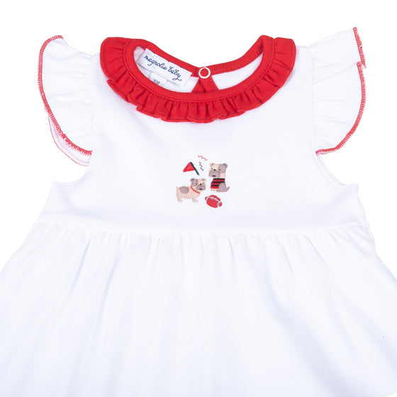 Bulldog Pride Embroidered Flutters Dress - Magnolia BabyDress