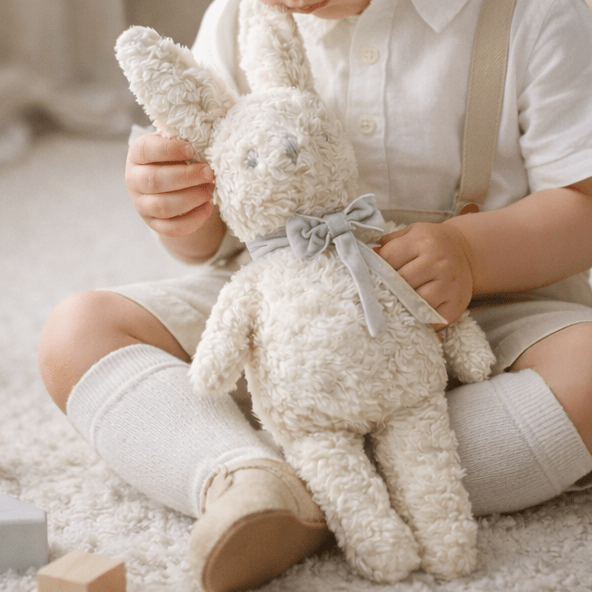 Bunny Doll with Grey Ribbon - 14" - Magnolia BabySoft Toy
