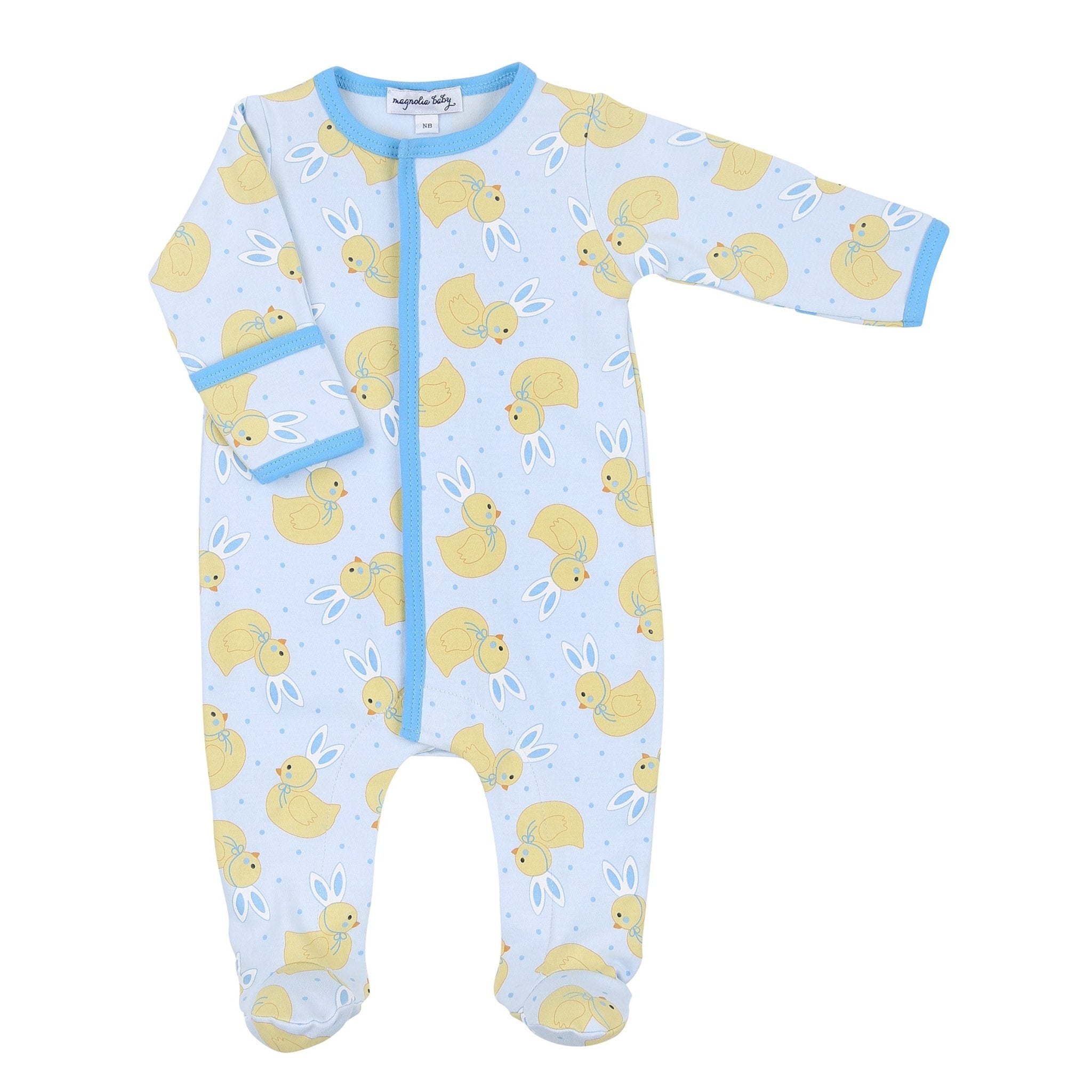 Bunny Ears Footie - Blue - Magnolia BabyFootie