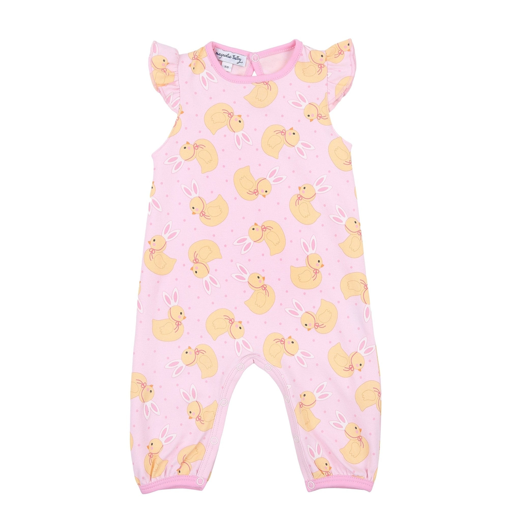 Bunny Ears Pink Print Flutters Playsuit - Magnolia BabyPlaysuit