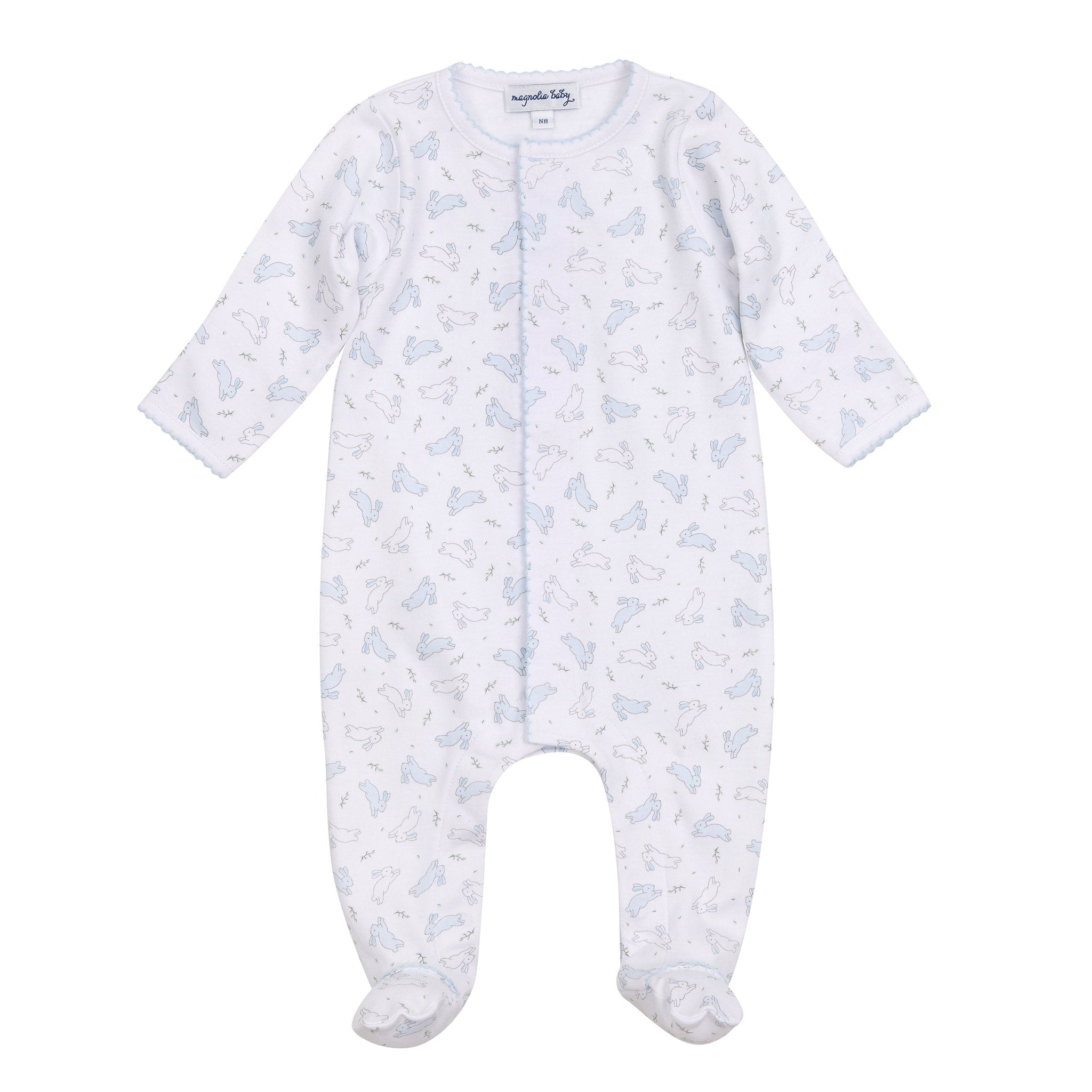 Bunny Hop Footie - Light Blue - Magnolia BabyFootie