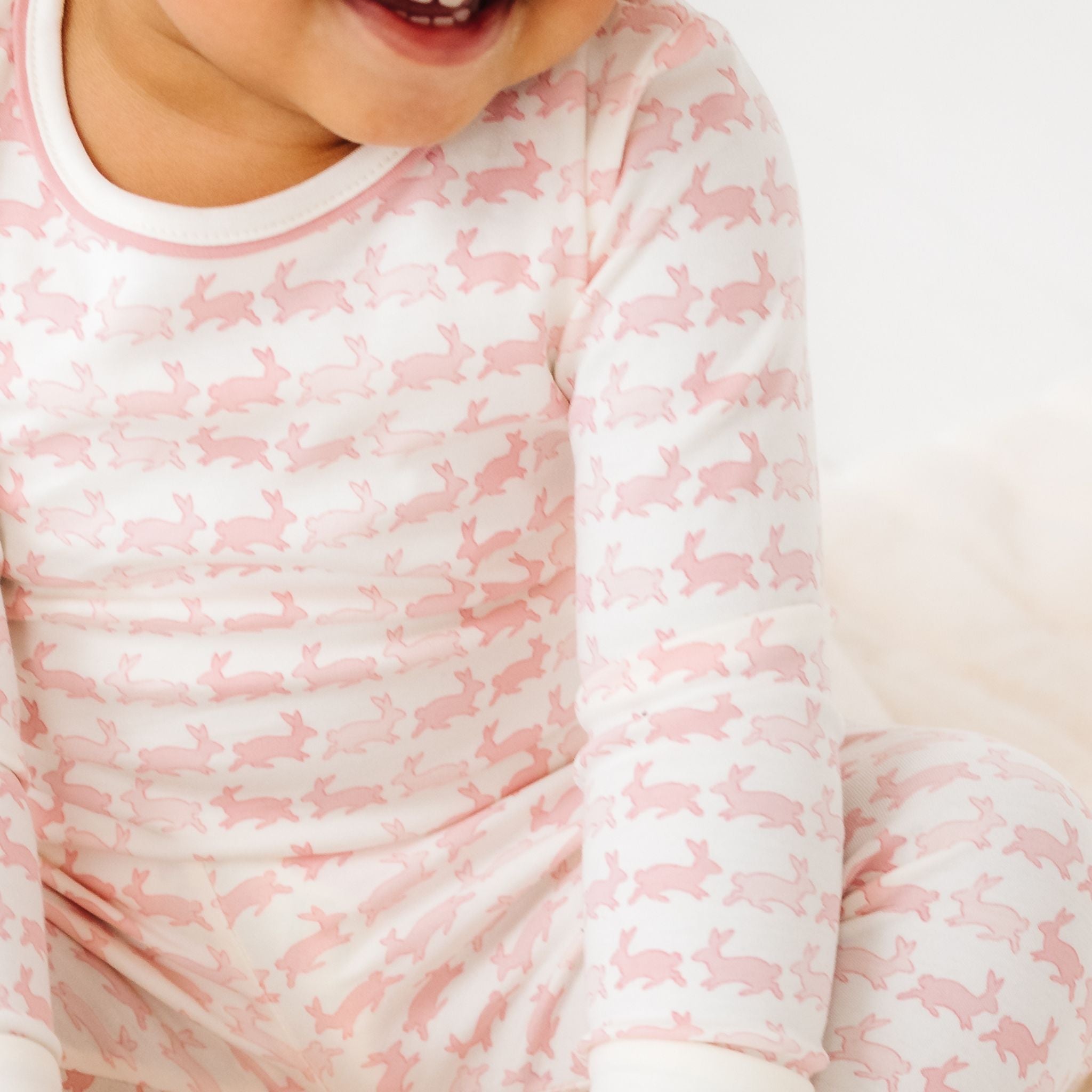 Bunny Hop Long Pajamas - Dusty Rose - Magnolia BabyLong Pajamas