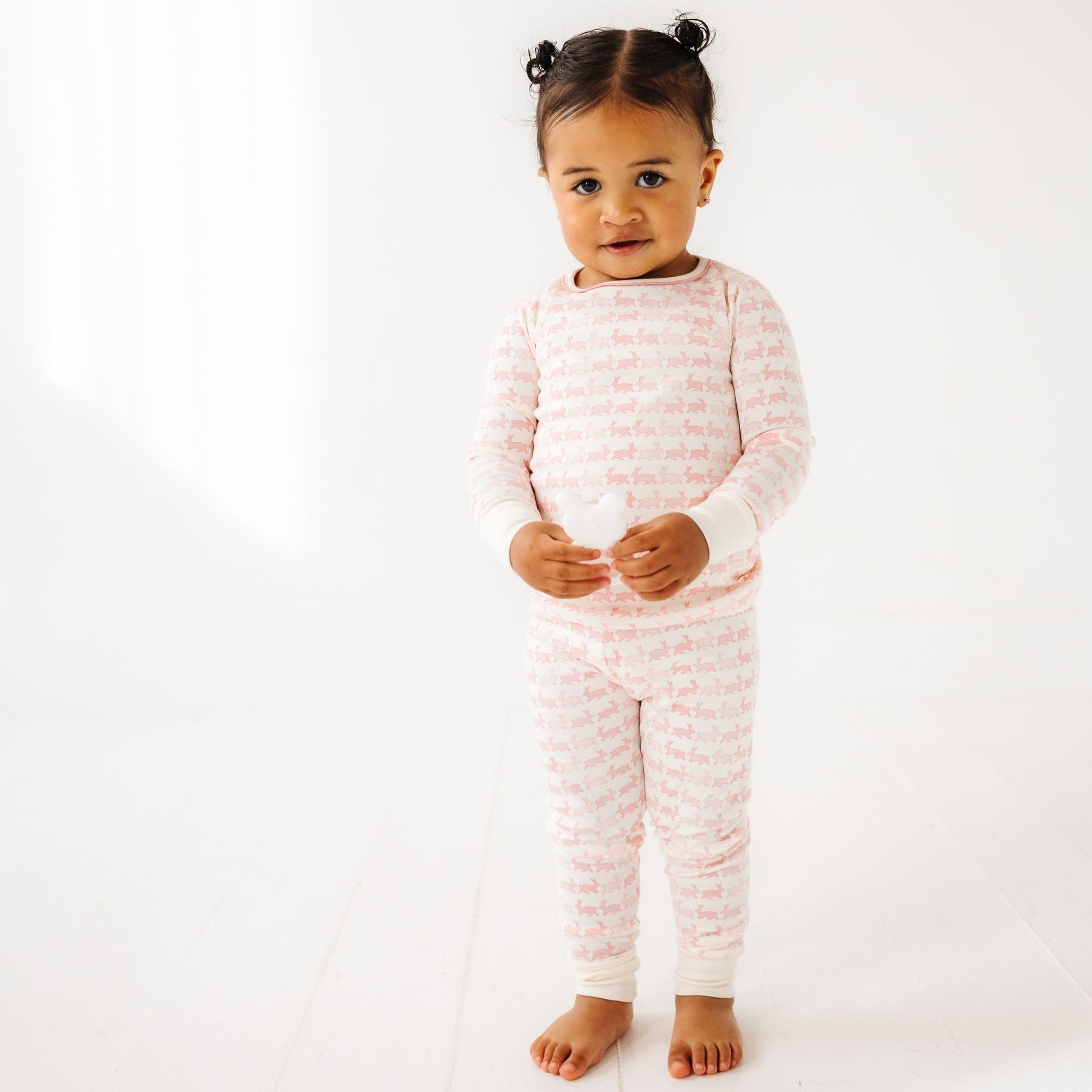 Bunny Hop Long Pajamas - Dusty Rose - Magnolia BabyLong Pajamas