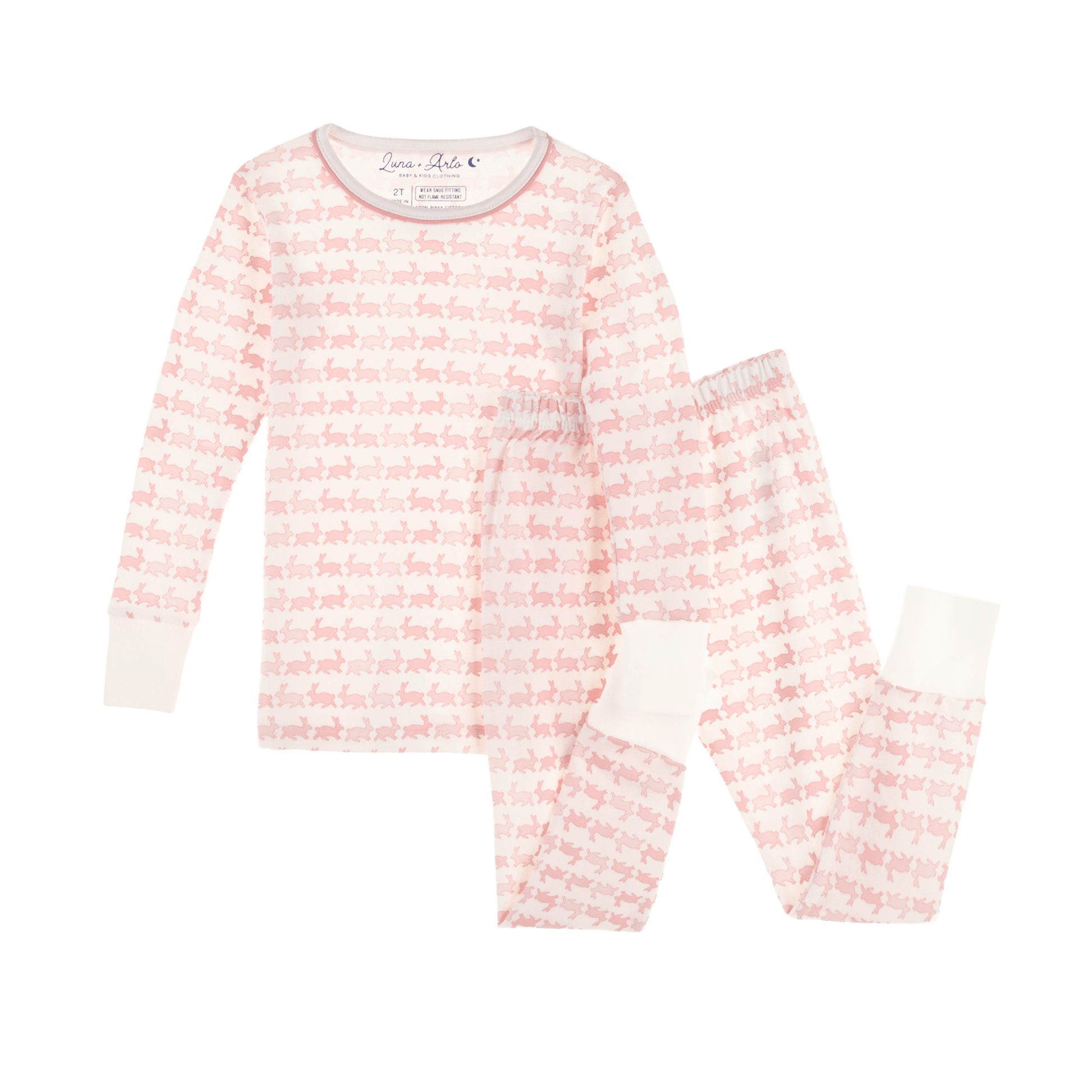 Bunny Hop Long Pajamas - Dusty Rose - Magnolia BabyLong Pajamas