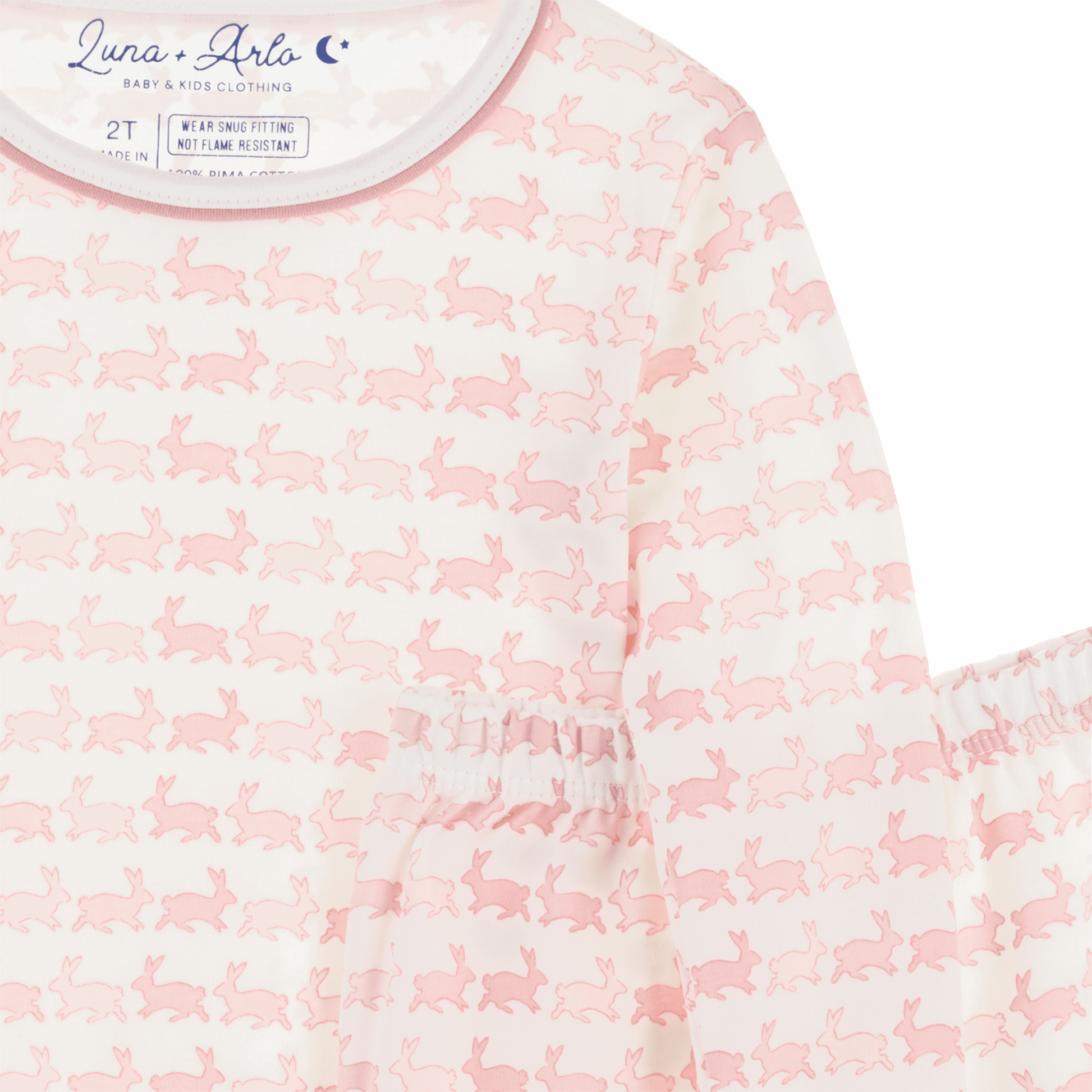 Bunny Hop Long Pajamas - Dusty Rose - Magnolia BabyLong Pajamas