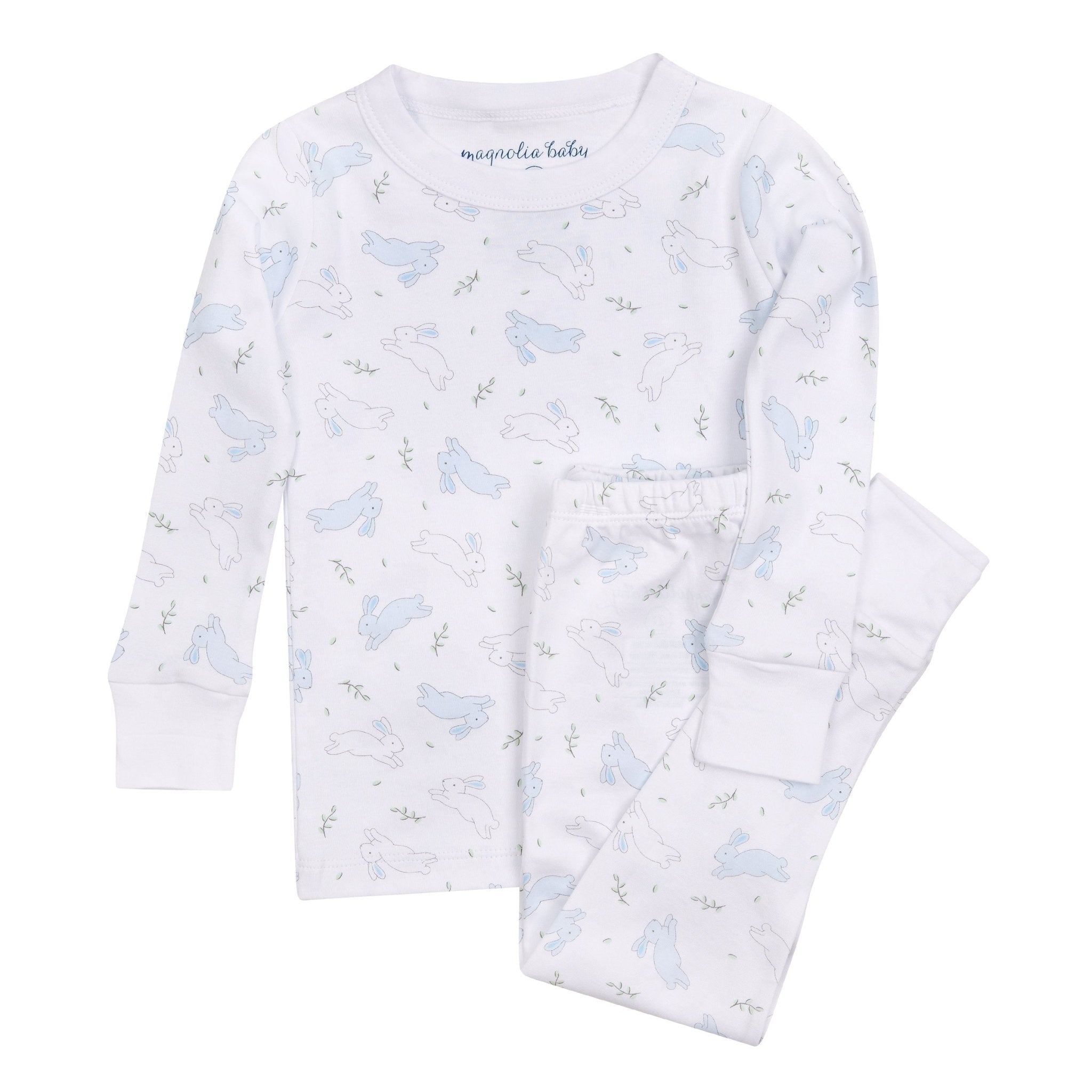 Bunny Hop Long Pajamas - Light Blue - Magnolia BabyLong Pajamas