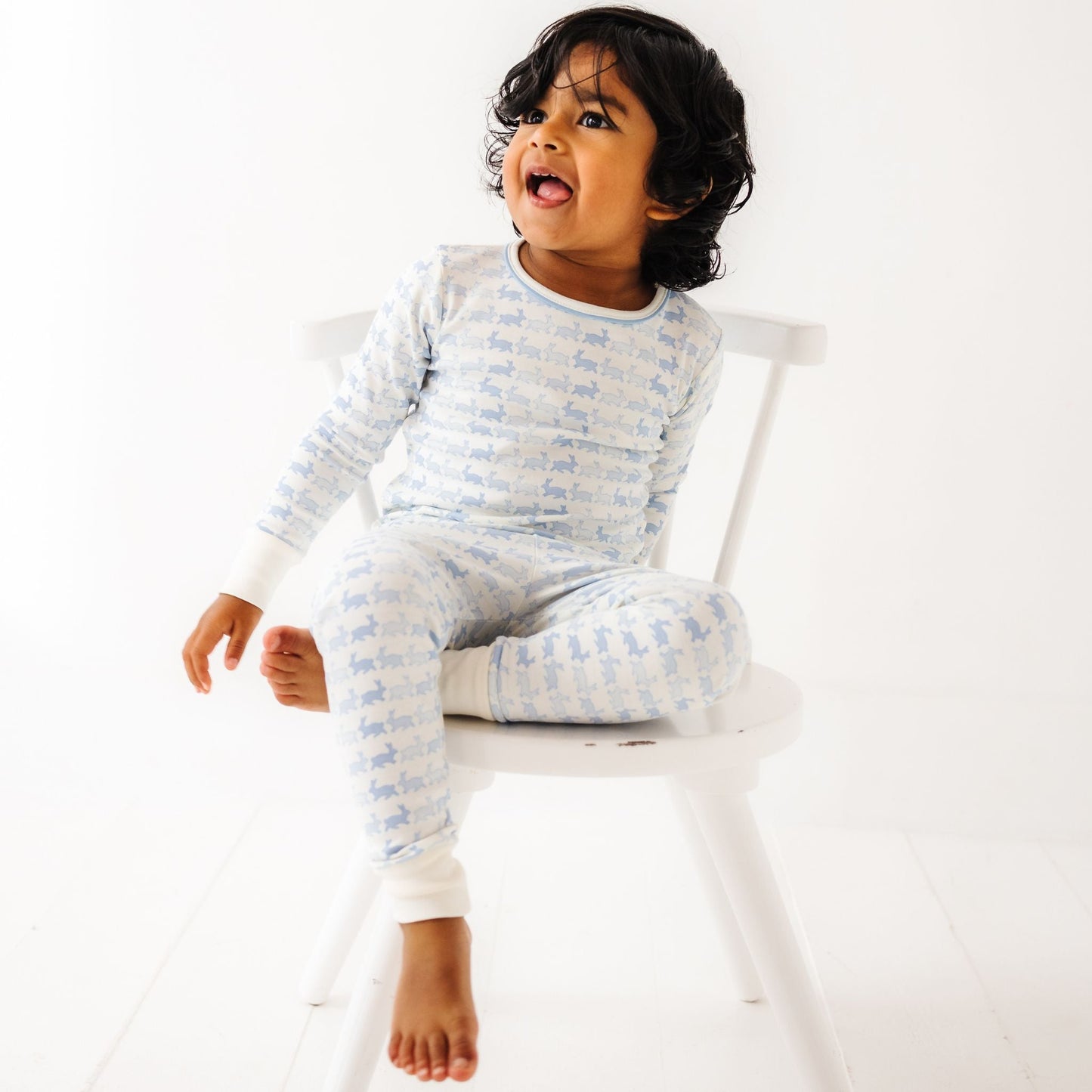 Bunny Hop Long Pajamas - Sky - Magnolia BabyLong Pajamas