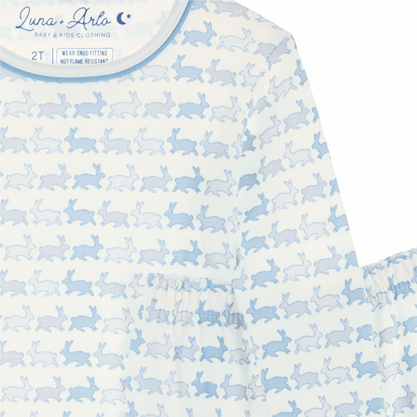 Bunny Hop Long Pajamas - Sky - Luna and Arlo Long Pajamas