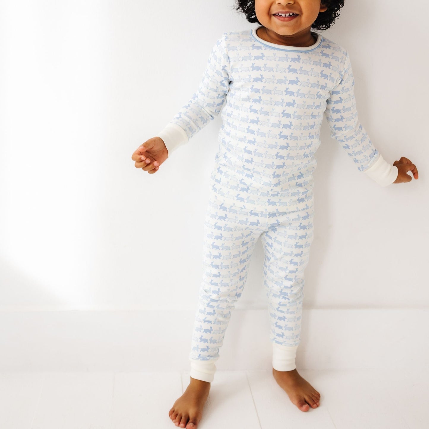 Bunny Hop Long Pajamas - Sky - Magnolia BabyLong Pajamas