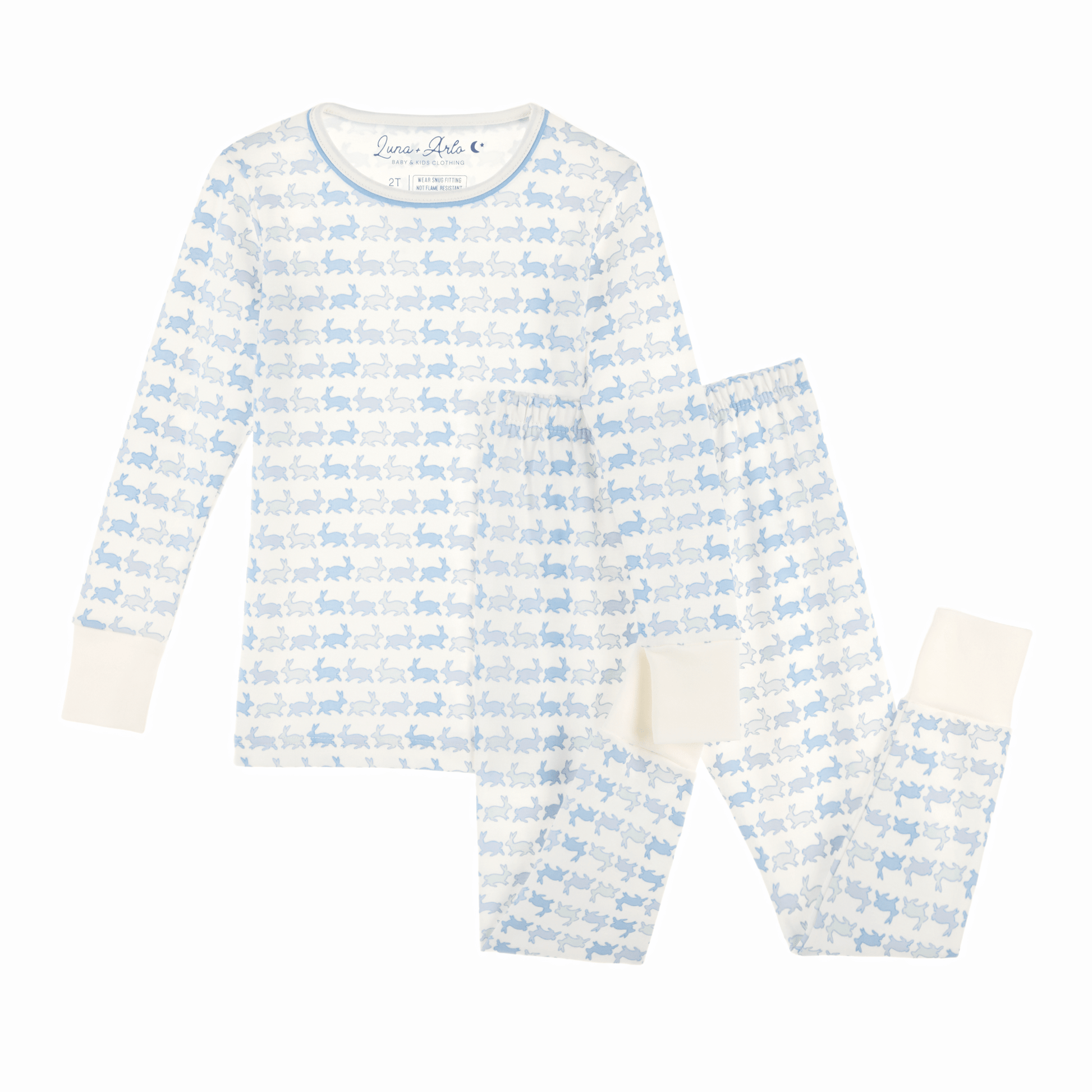 Bunny Hop Long Pajamas - Sky - Luna and Arlo Long Pajamas