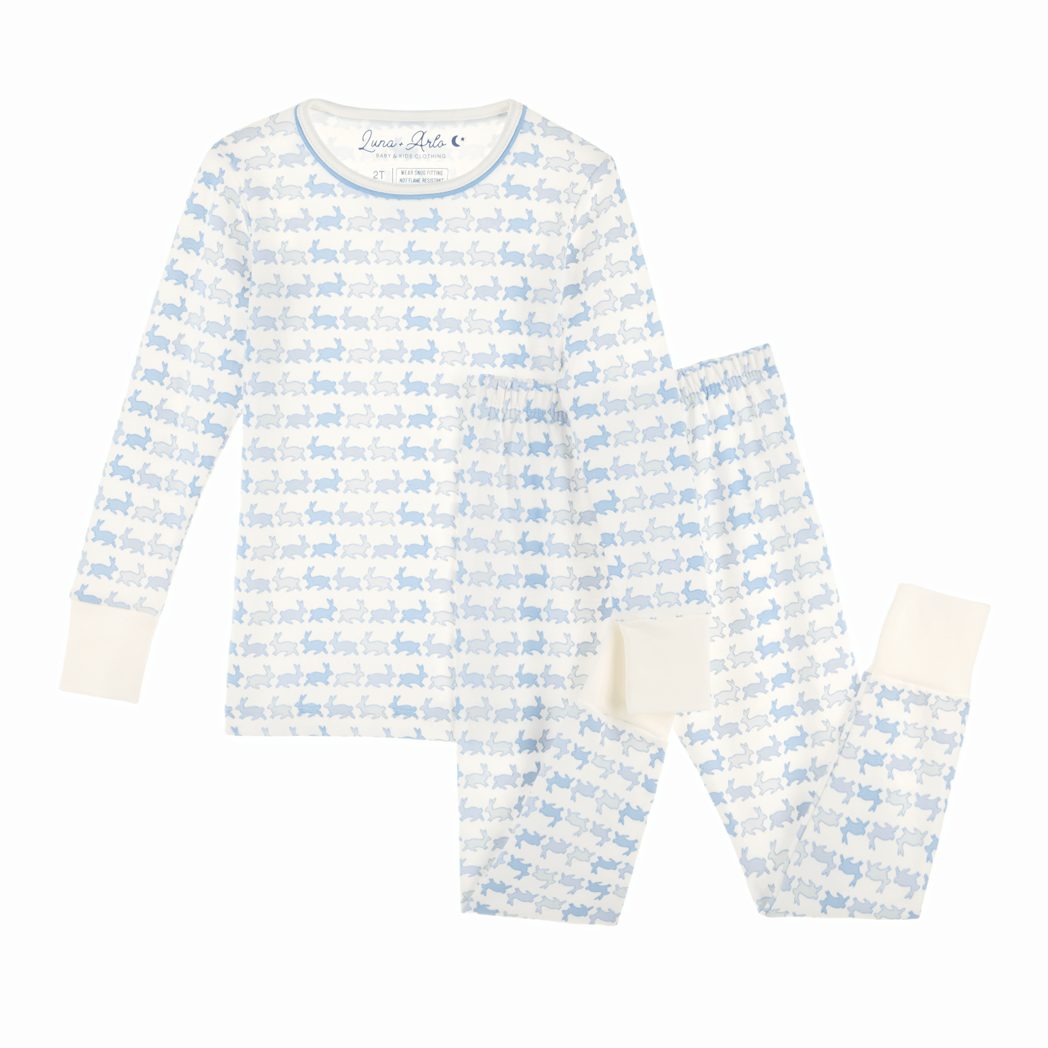 Bunny Hop Long Pajamas - Sky - Luna and Arlo Long Pajamas