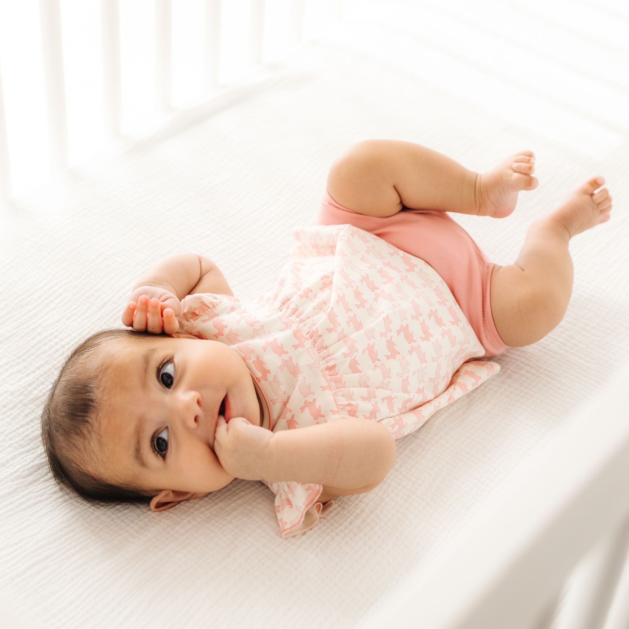 Bunny Hop Ruffle Diaper Cover Set - Dusty Rose - Magnolia BabyDiaper Cover