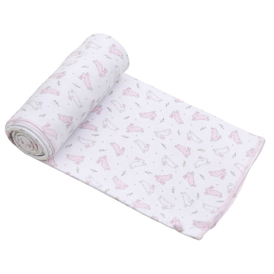 Bunny Hop Swaddle Blanket - Pink - Magnolia BabySwaddle Blanket
