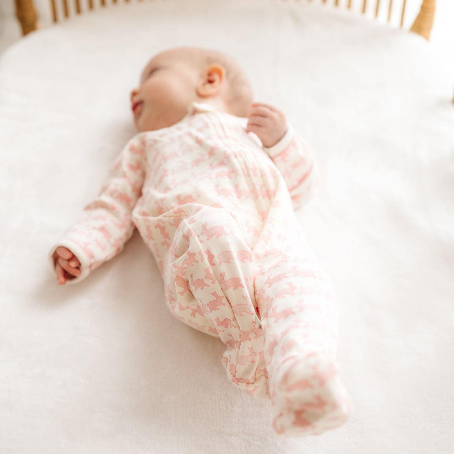 Bunny Hop Zip Footie - Dusty Rose - Magnolia BabyFootie