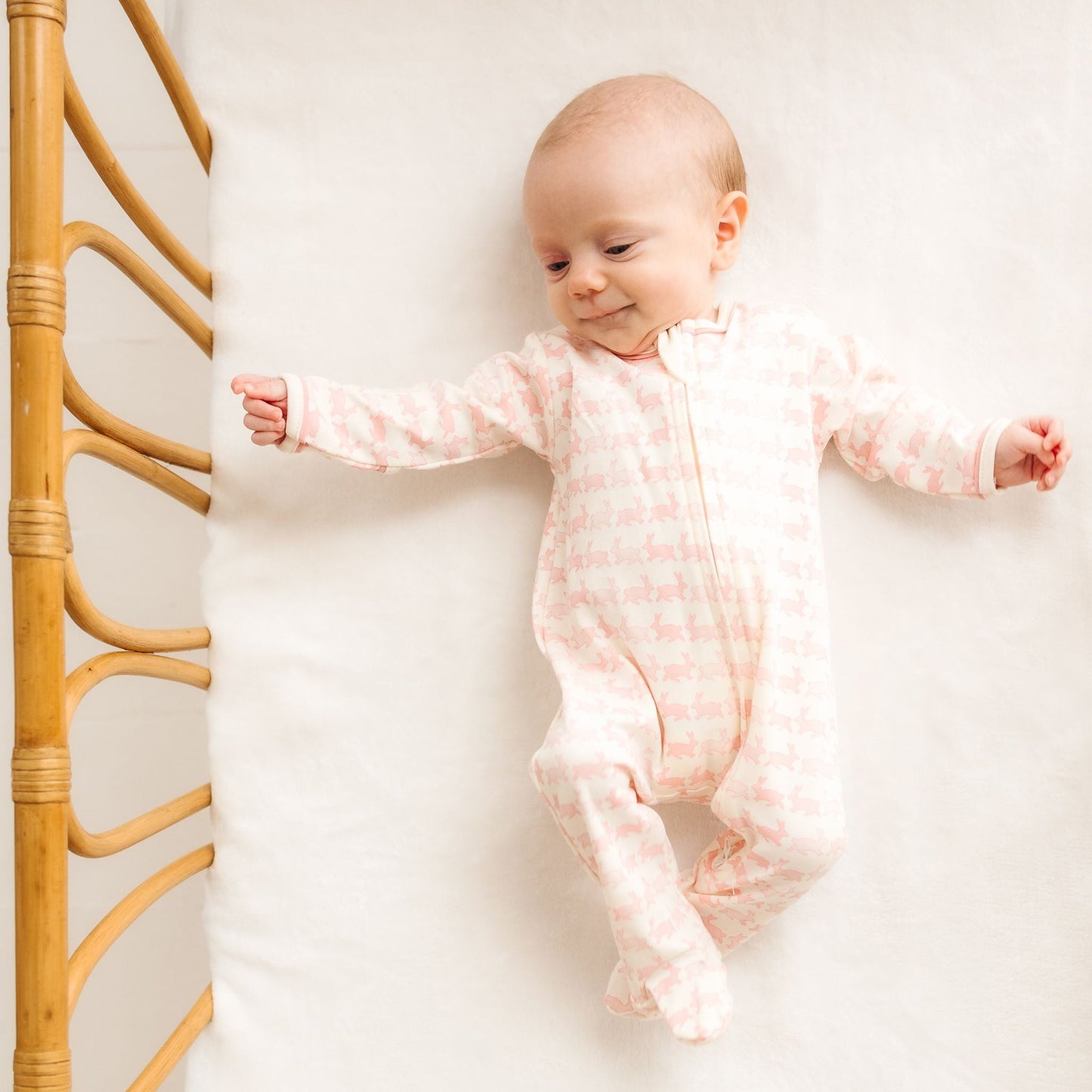 Bunny Hop Zip Footie - Dusty Rose - Magnolia BabyFootie