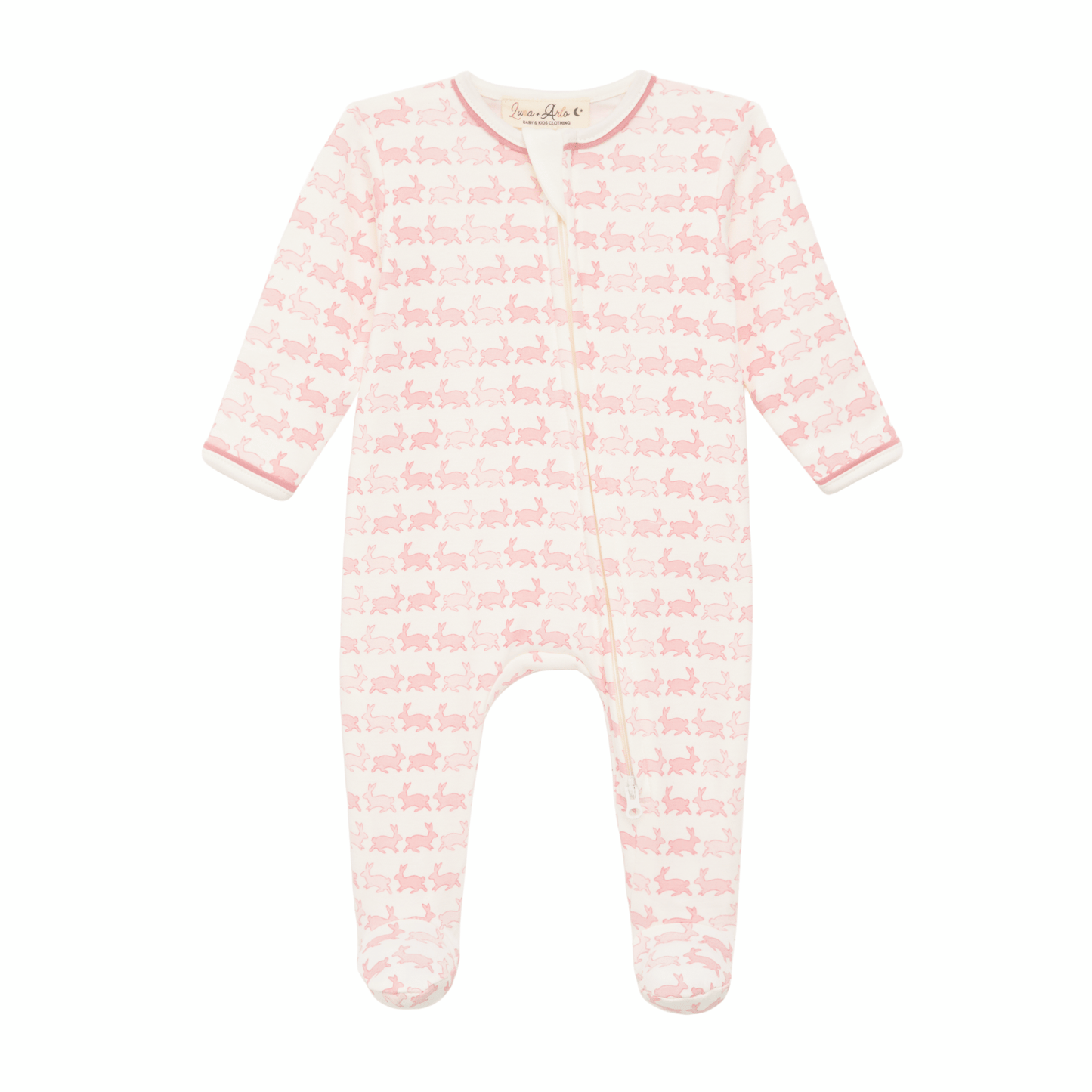 Bunny Hop Zip Footie - Dusty Rose - Magnolia BabyFootie