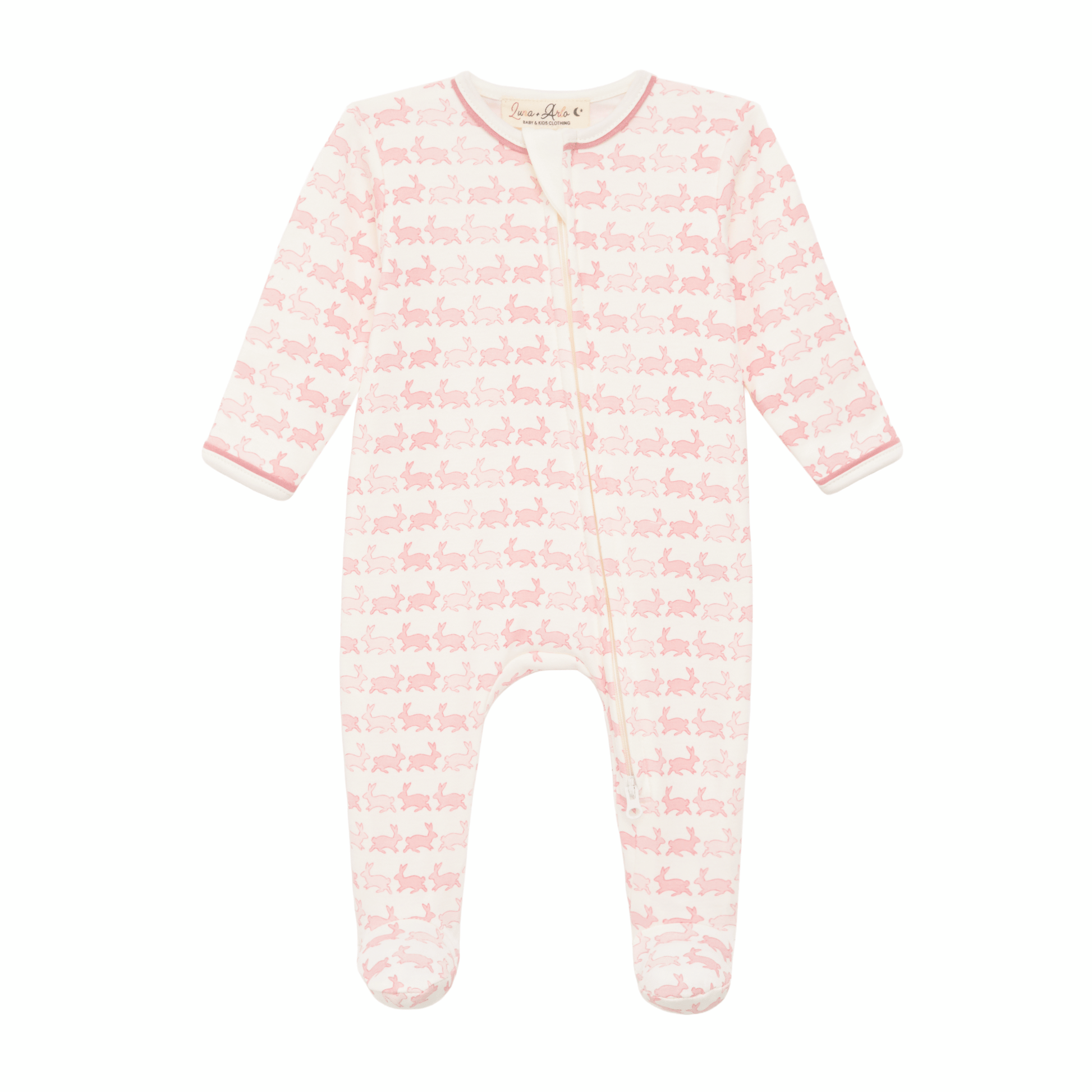 Bunny Hop Zip Footie - Dusty Rose - Magnolia BabyFootie