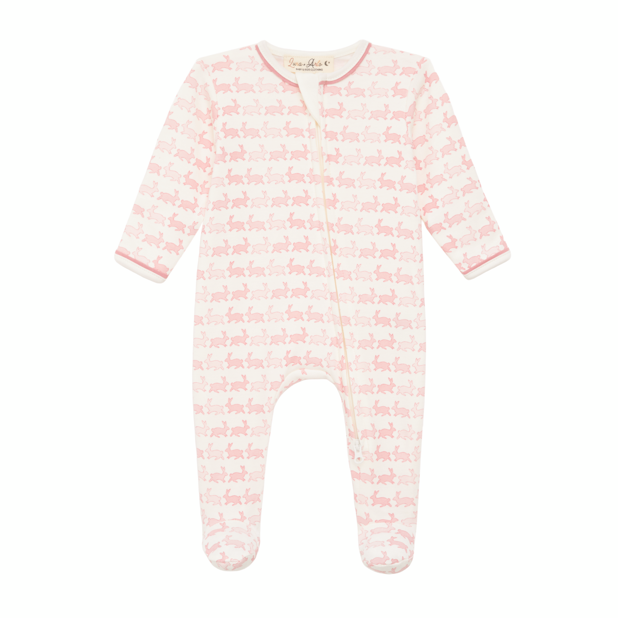 Bunny Hop Zip Footie - Dusty Rose - Magnolia BabyFootie