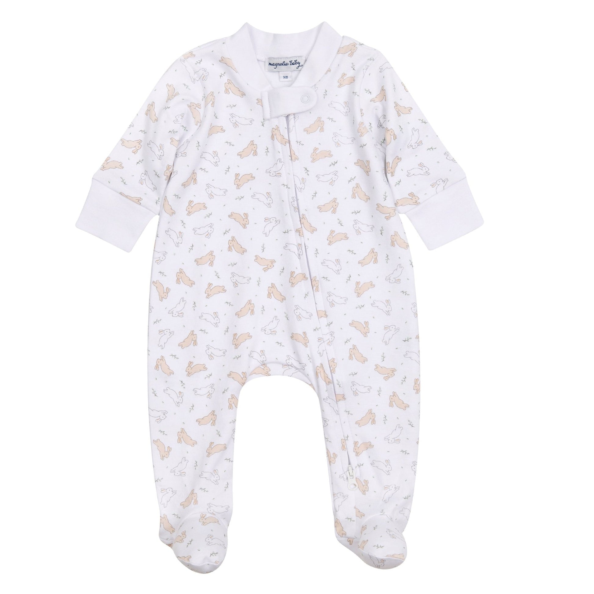 Bunny Hop Zip Footie - Ivory - Magnolia BabyFootie