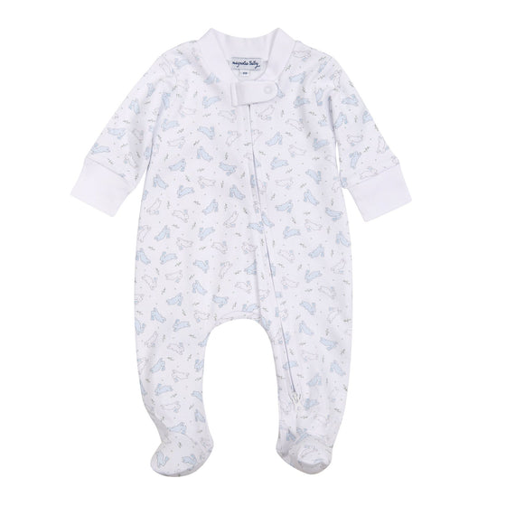 Bunny Hop Zip Footie - Light Blue - Magnolia BabyFootie