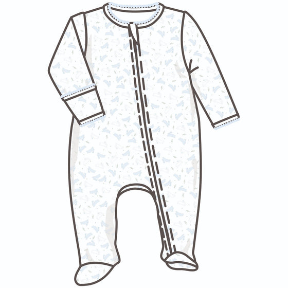 Bunny Hop Zip Footie - Light Blue - Magnolia BabyFootie