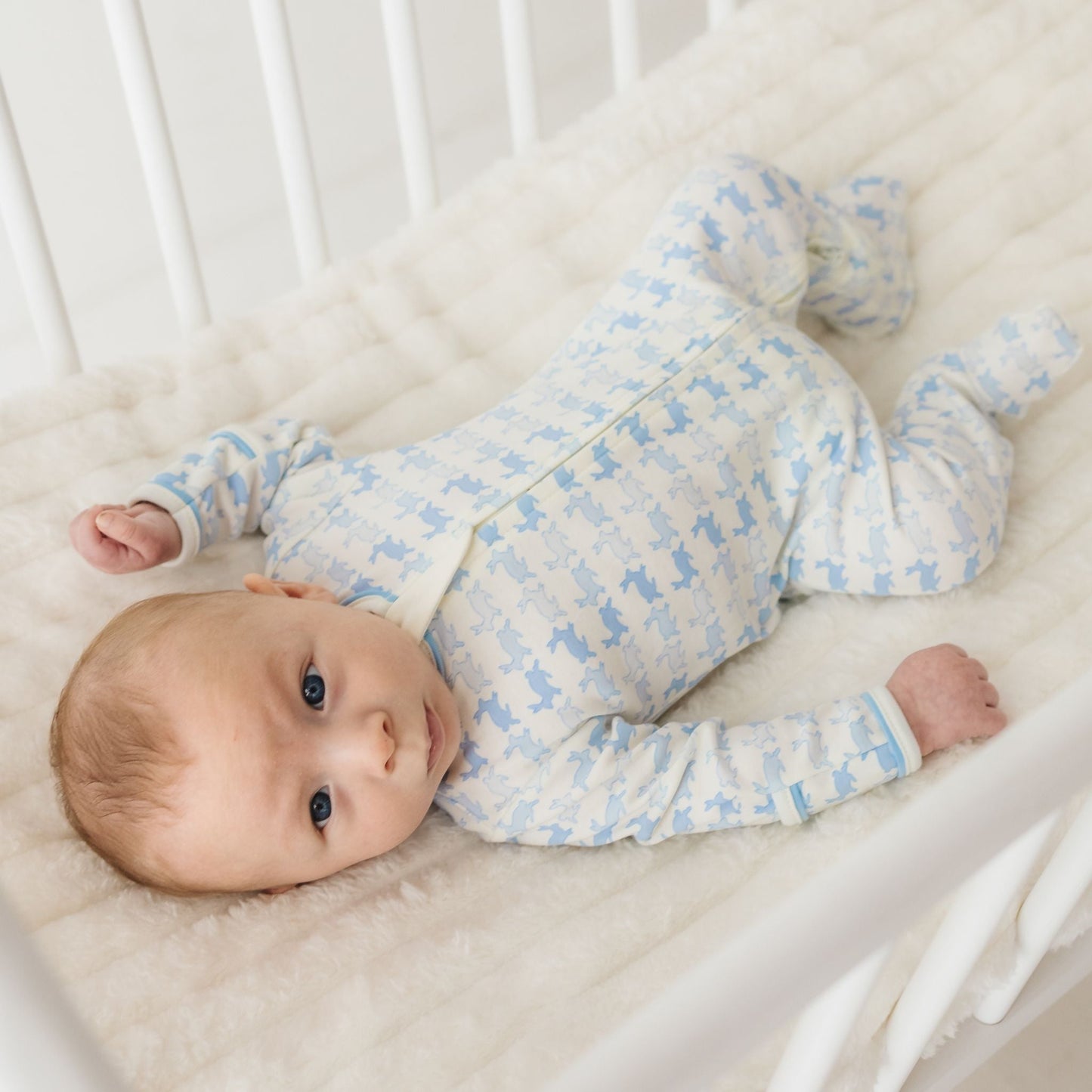 Bunny Hop Zip Footie - Sky - Magnolia BabyFootie