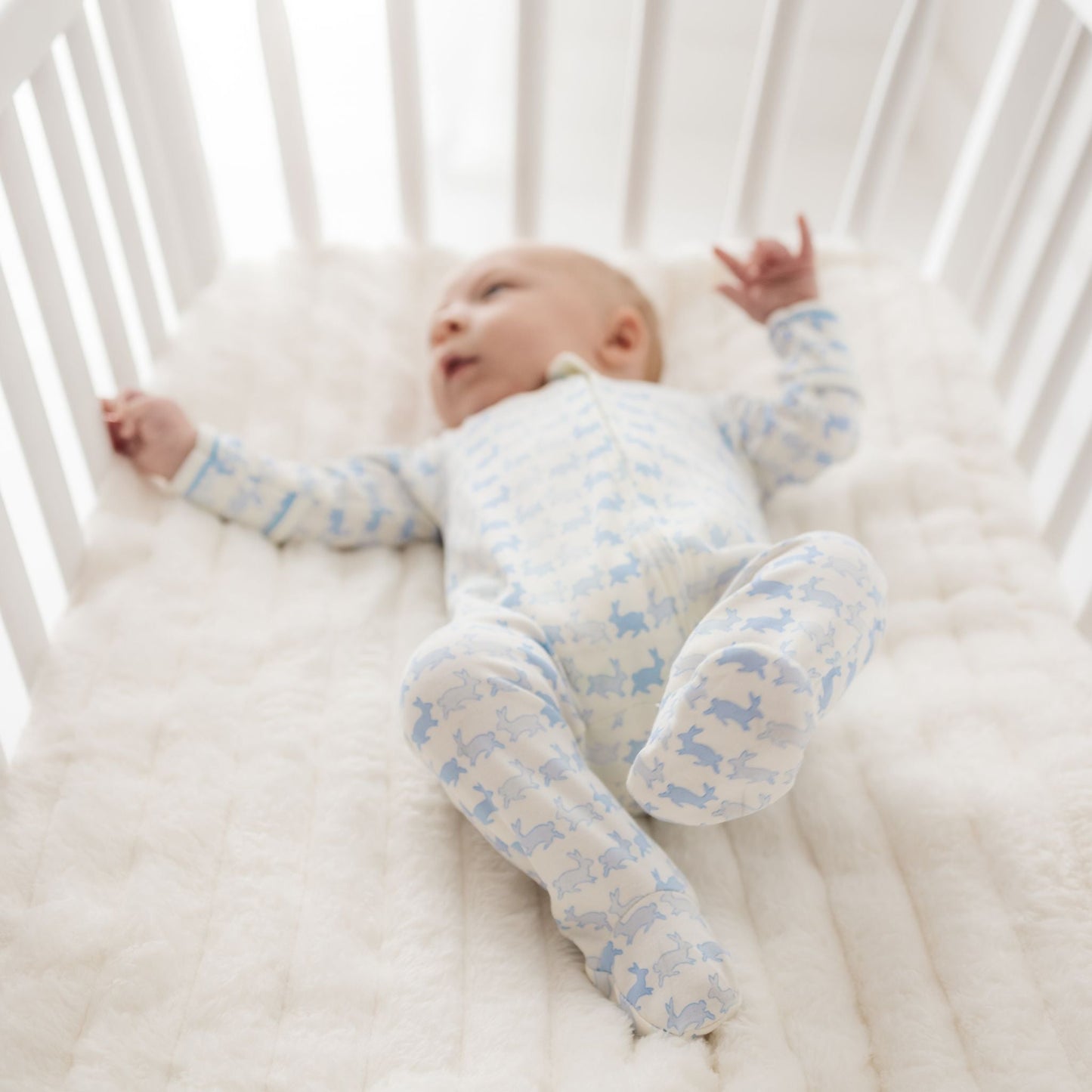 Bunny Hop Zip Footie - Sky - Magnolia BabyFootie