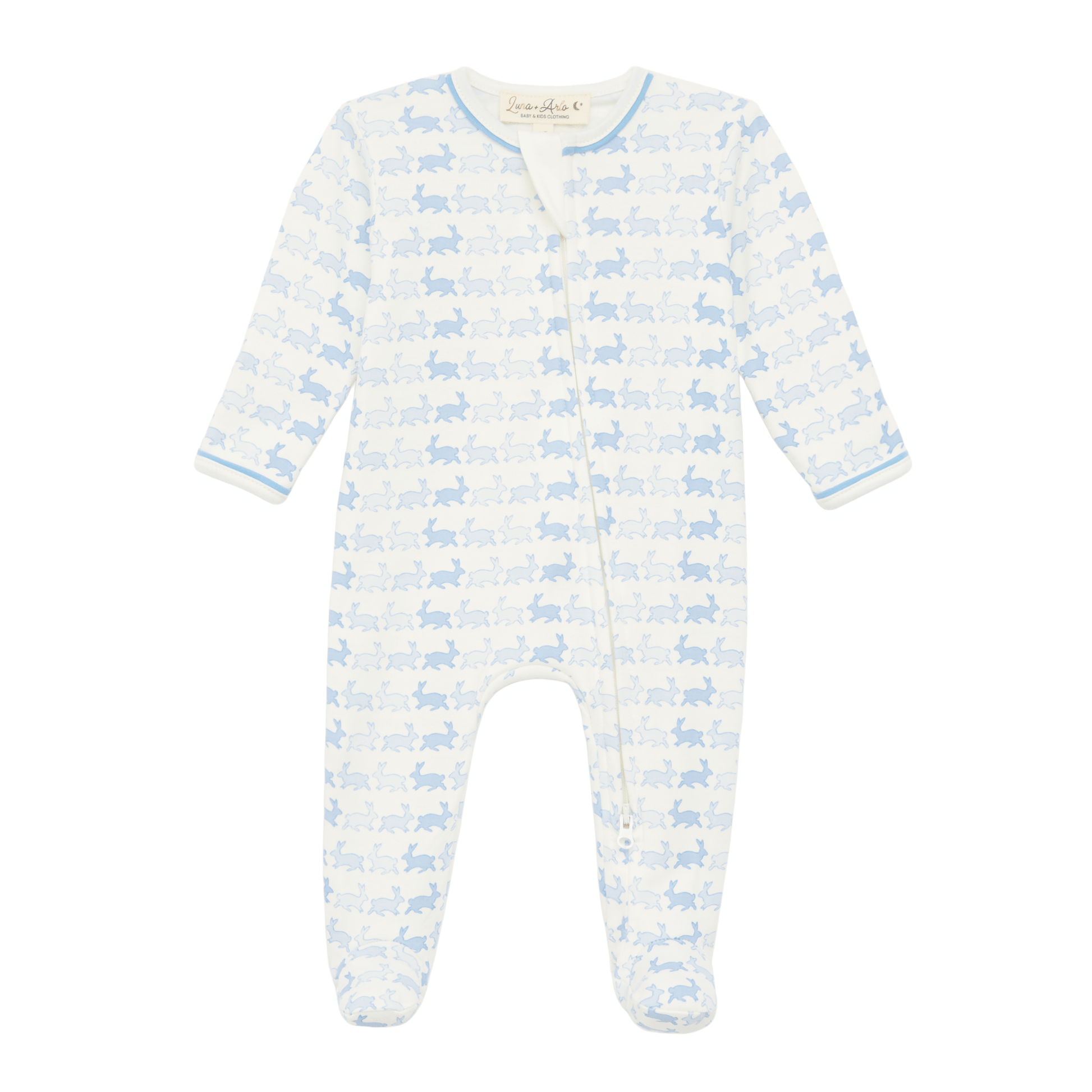 Bunny Hop Zip Footie - Sky - Luna and Arlo Footie