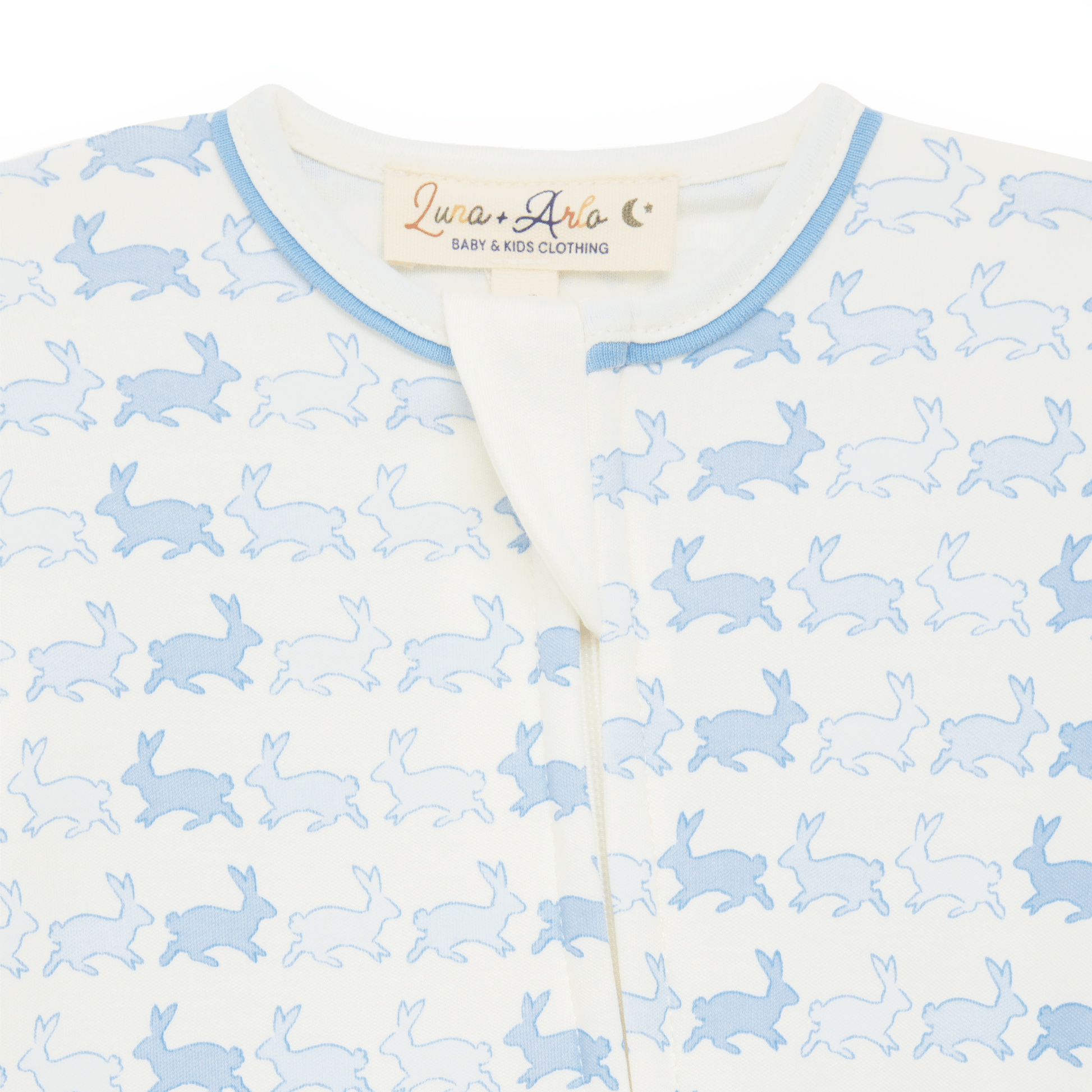 Bunny Hop Zip Footie - Sky - Luna and Arlo Footie