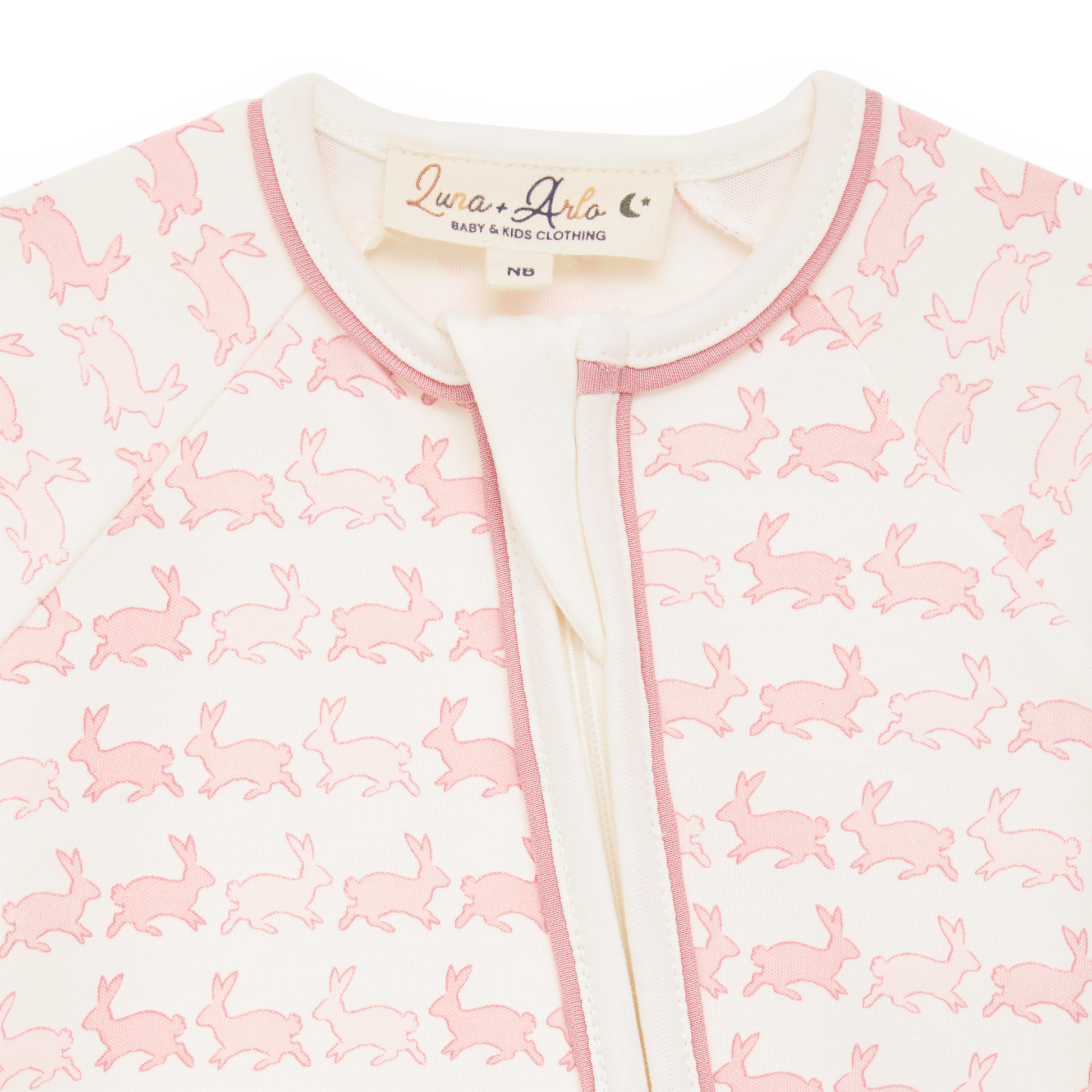 Bunny Hop Zip Playsuit - Dusty Rose - Magnolia BabyPlaysuit