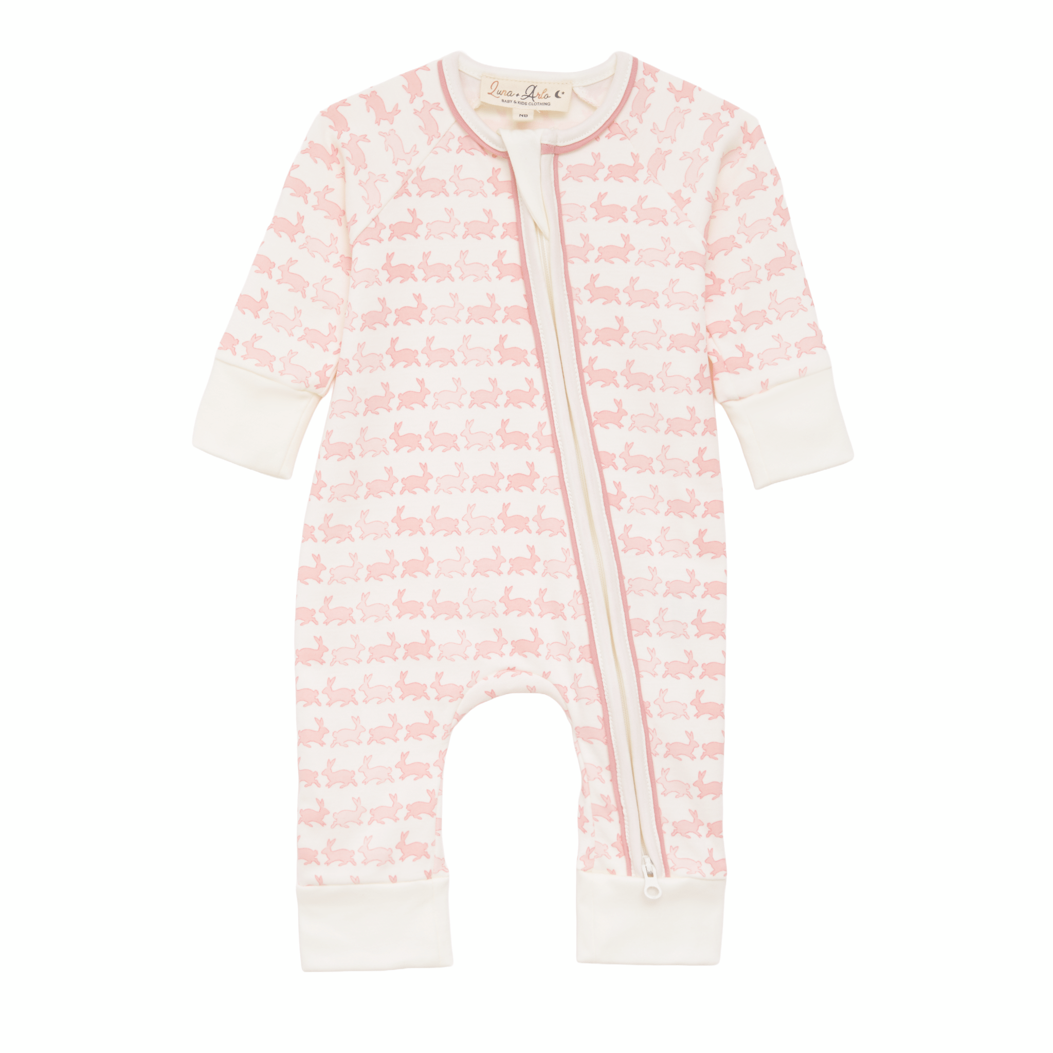 Bunny Hop Zip Playsuit - Dusty Rose - Magnolia BabyPlaysuit