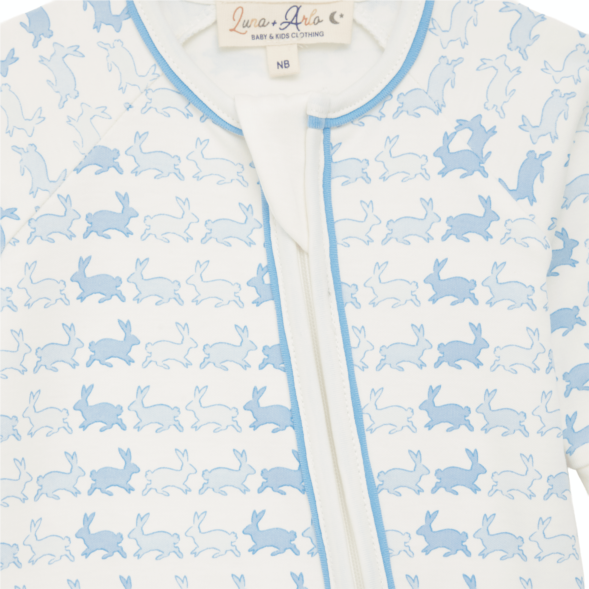 Bunny Hop Zip Playsuit - Sky - Luna and Arlo Playsuit
