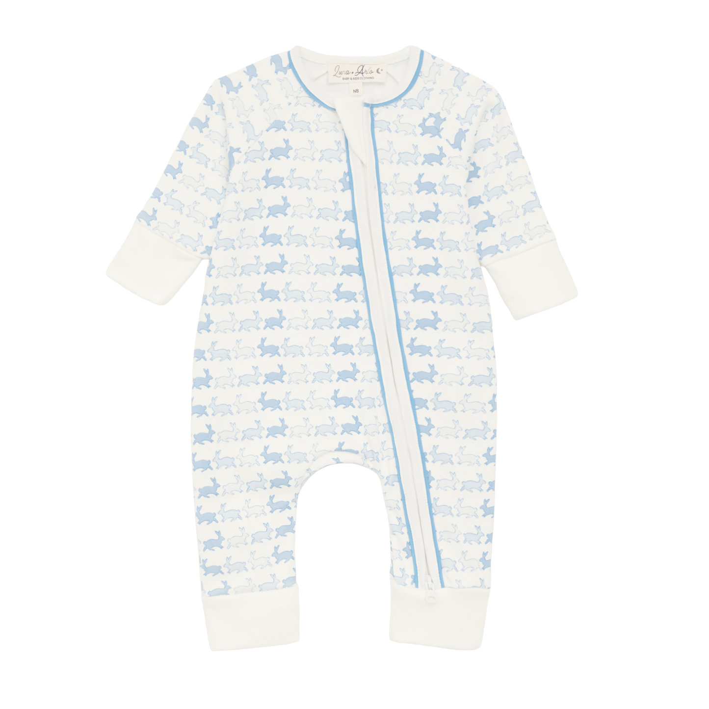 Bunny Hop Zip Playsuit - Sky - Luna and Arlo Playsuit