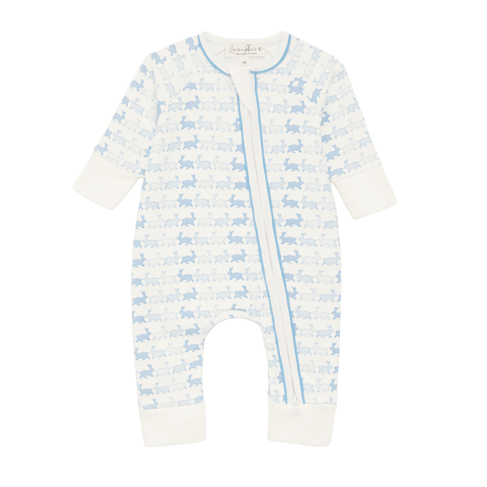 Bunny Hop Zip Playsuit - Sky - Luna and Arlo Playsuit