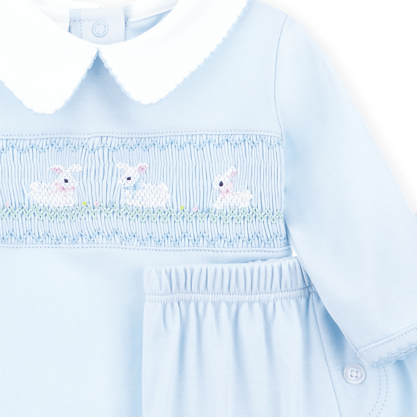 Bunny Love Classics Smocked 2pc Pant Set - Light Blue - Magnolia Baby2pc Pant Set