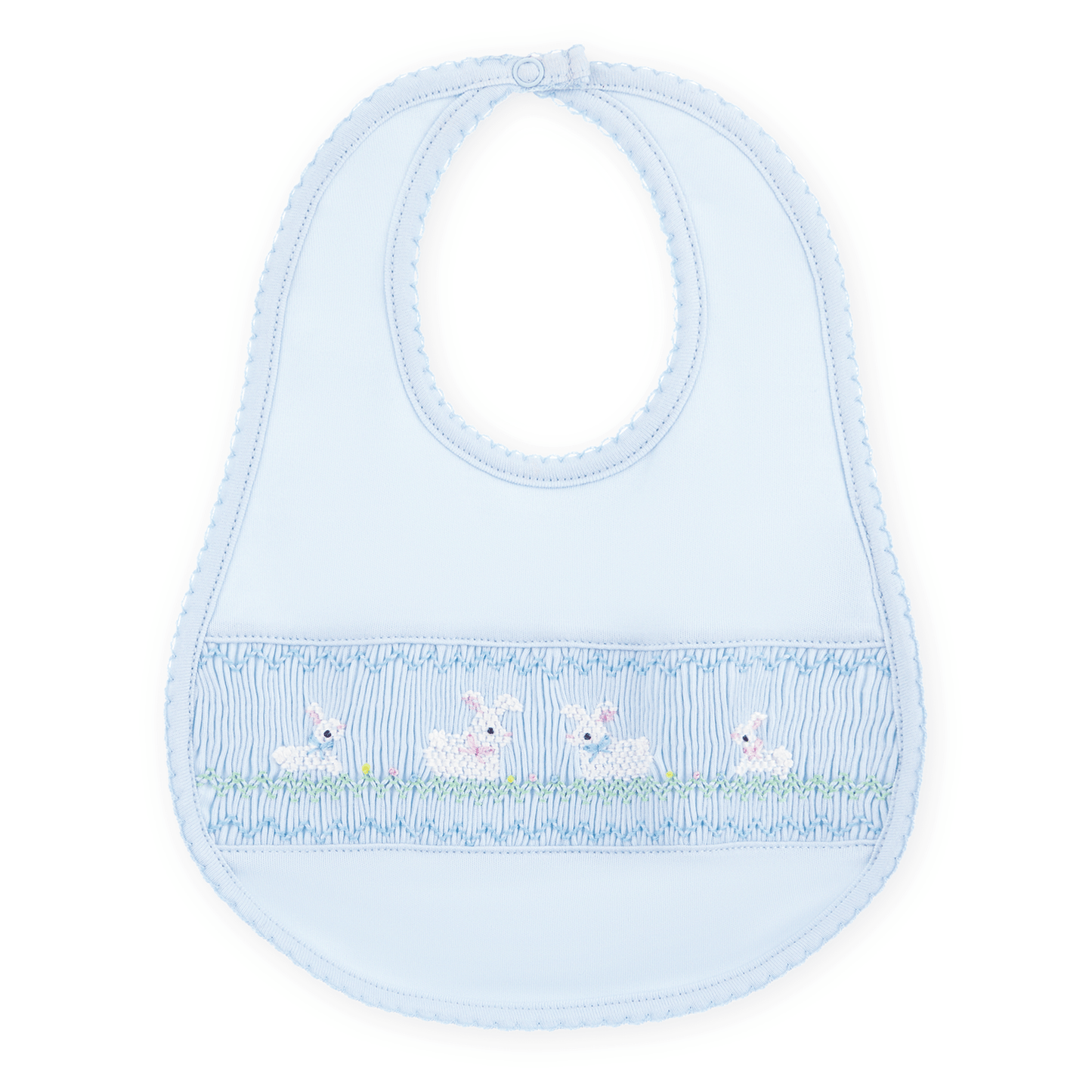 Bunny Love Classics Smocked Bib - Light Blue - Magnolia BabyBib