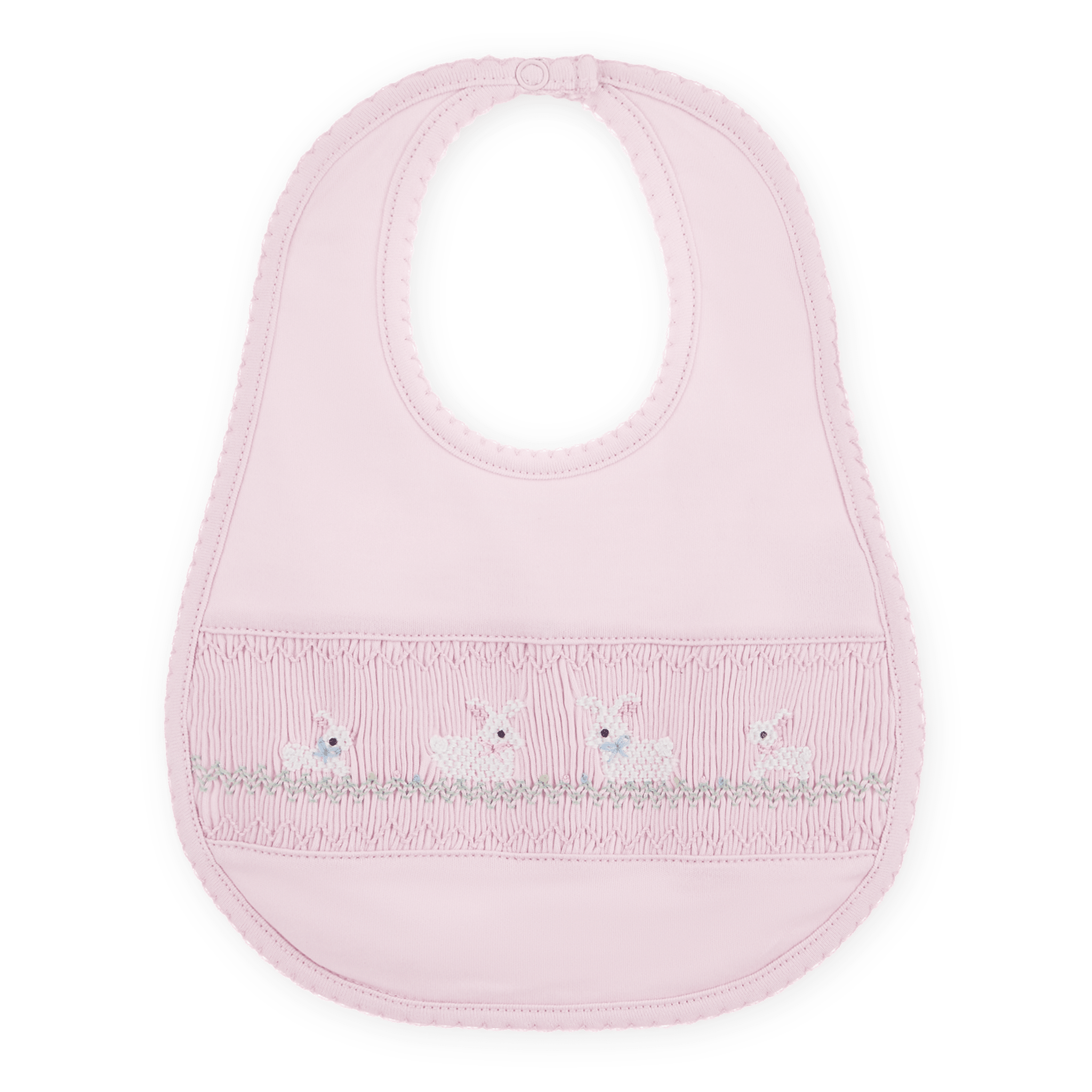 Bunny Love Classics Smocked Bib - Pink - Magnolia BabyBib