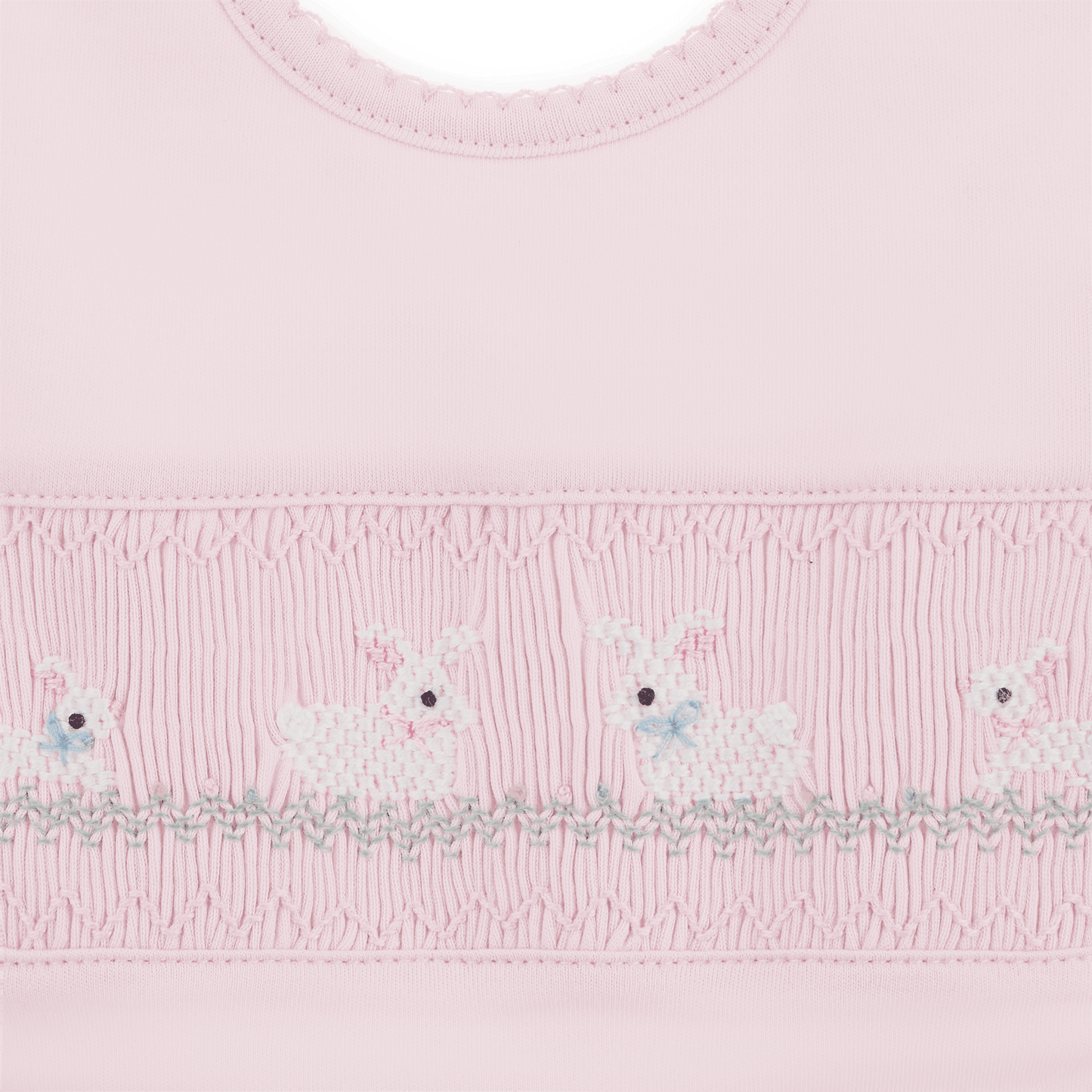 Bunny Love Classics Smocked Bib - Pink - Magnolia BabyBib