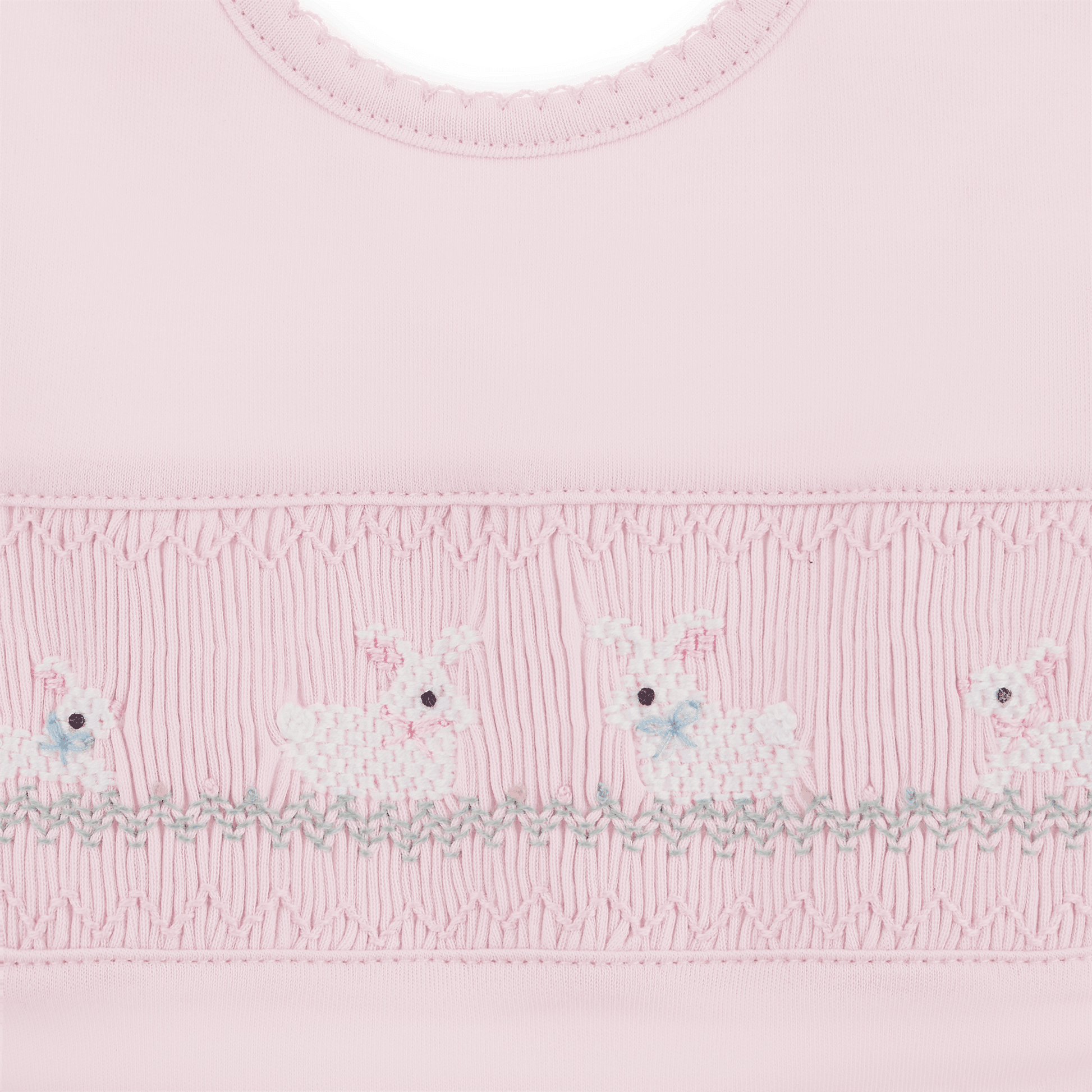 Bunny Love Classics Smocked Bib - Pink - Magnolia BabyBib